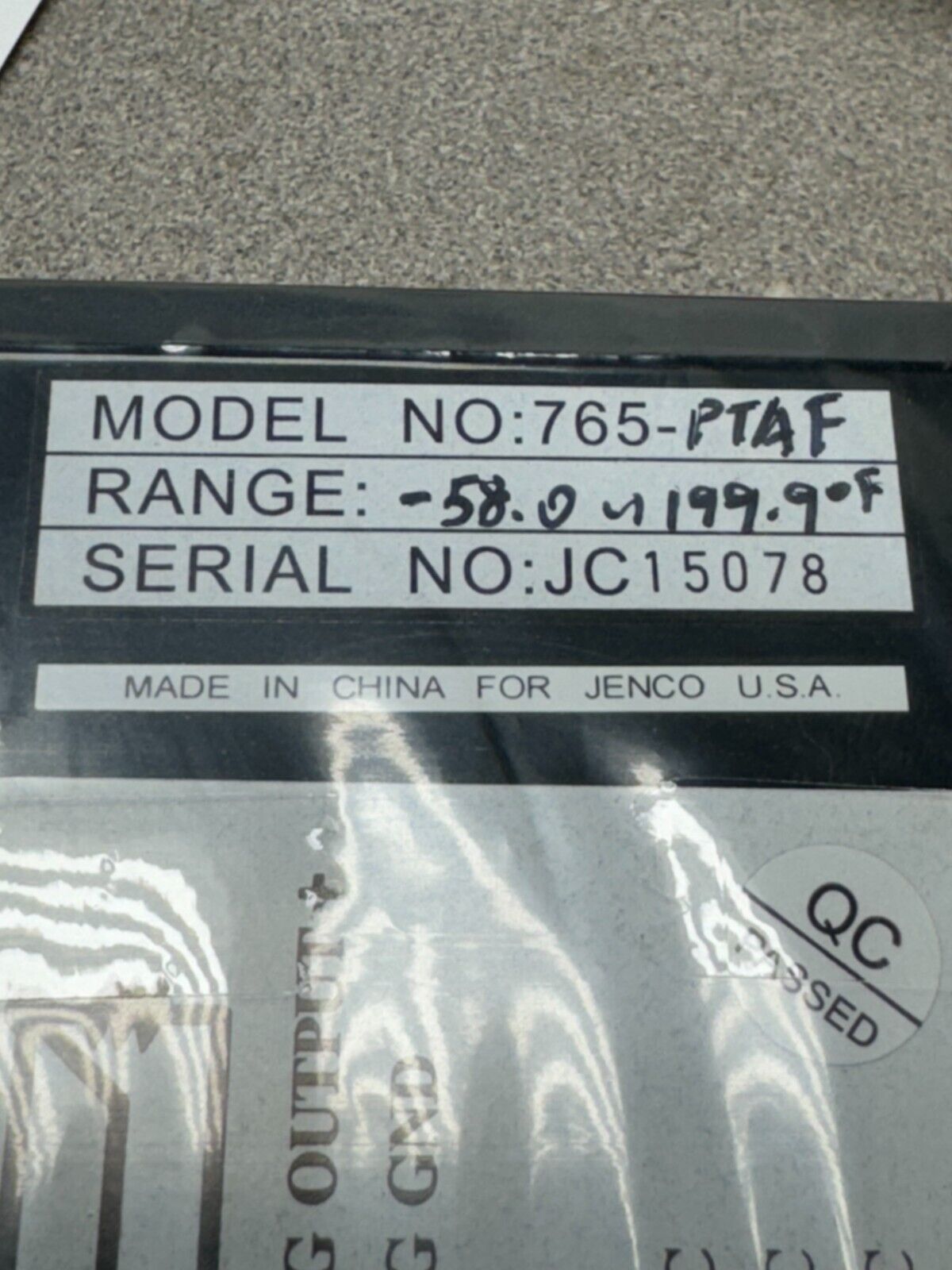 NEW IN BOX JENCO THERMOCOUPLE PANEL THERMOMETER 765-PTAF