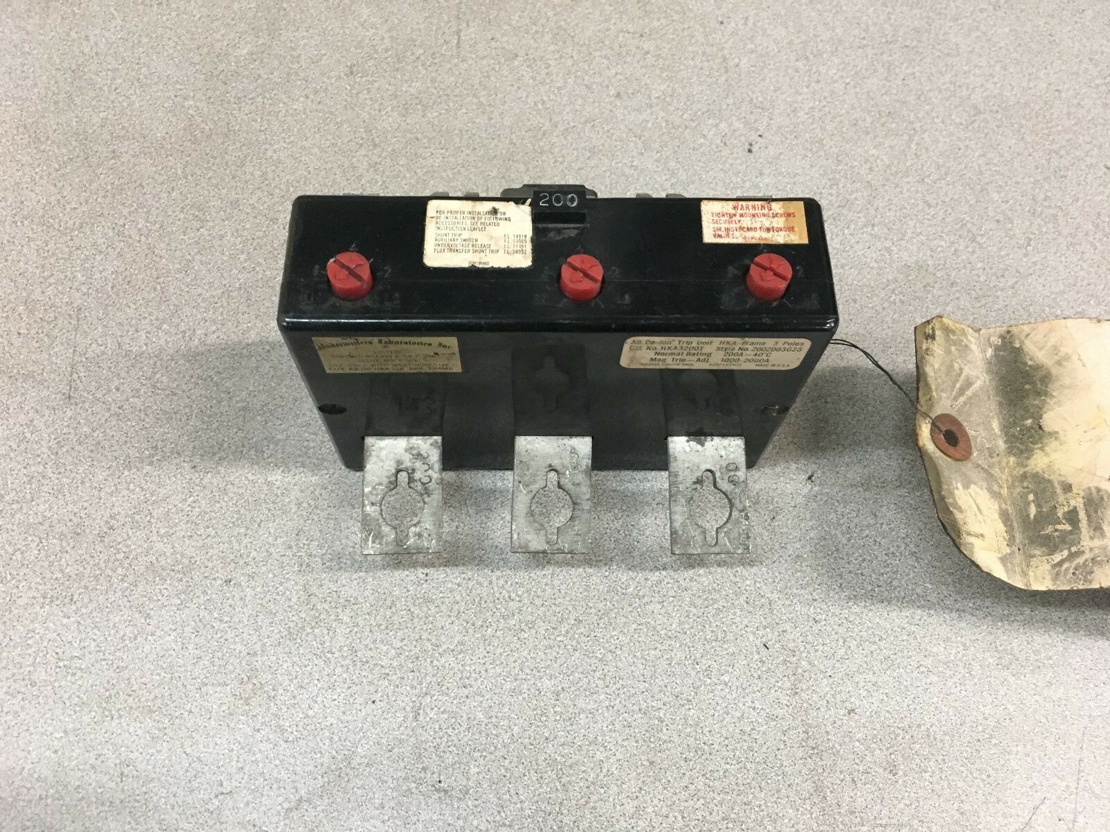 NEW NO BOX WESTINGHOUSE 3 POLE 1000-2000AMP TRIP UNIT HKA3200T