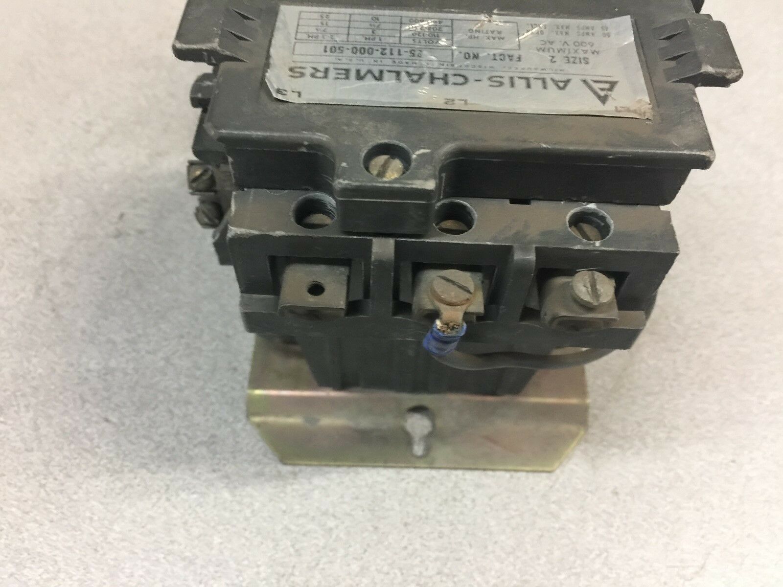 USED ALLIS-CHALMERS SIZE2 600VAC 3PH STARTER 25-112-000-501