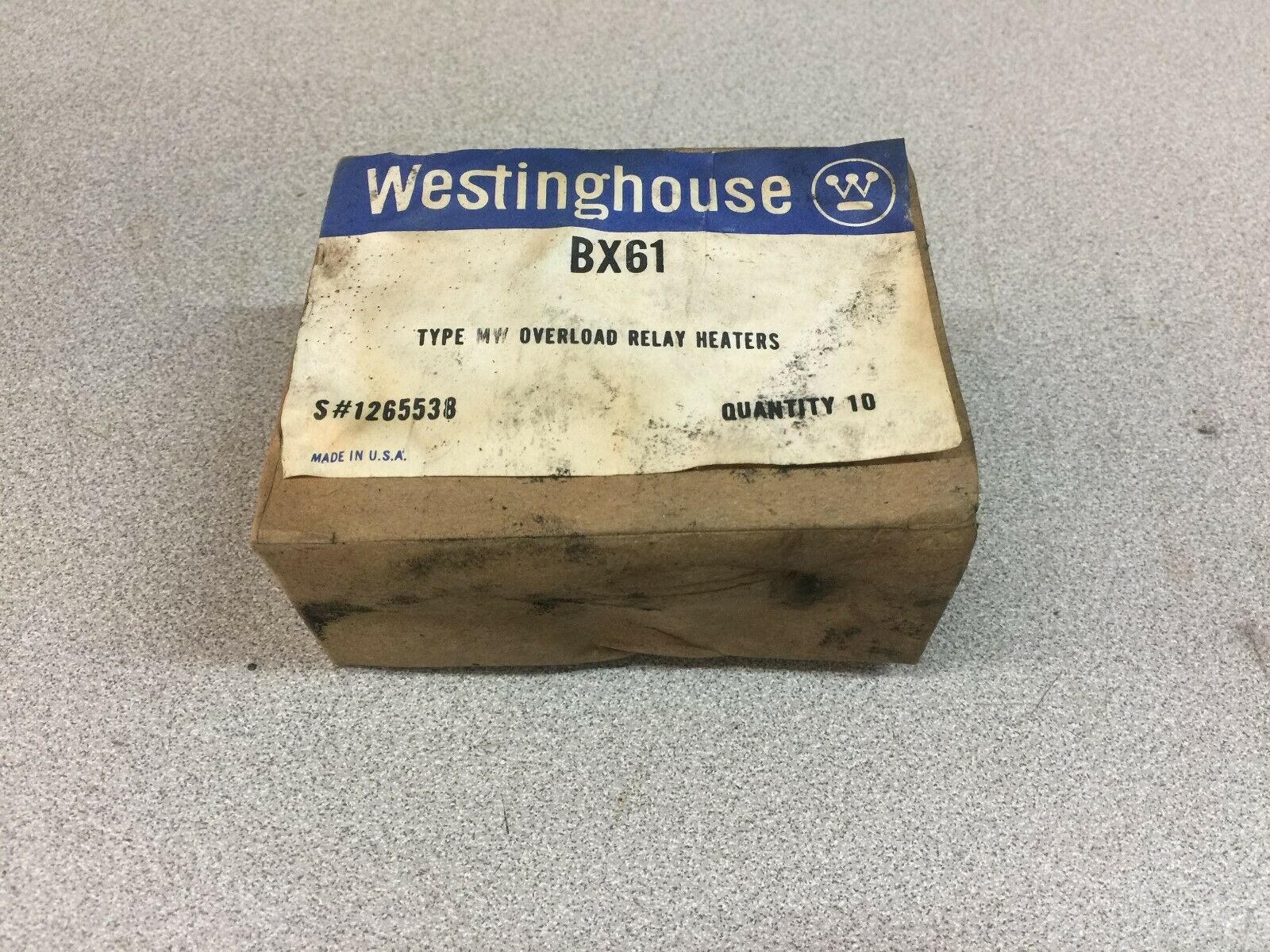 NEW IN BOX OF 10 WESTINGHOUSE TYPE MW OVERLOAD RELAY HEATERS BX61