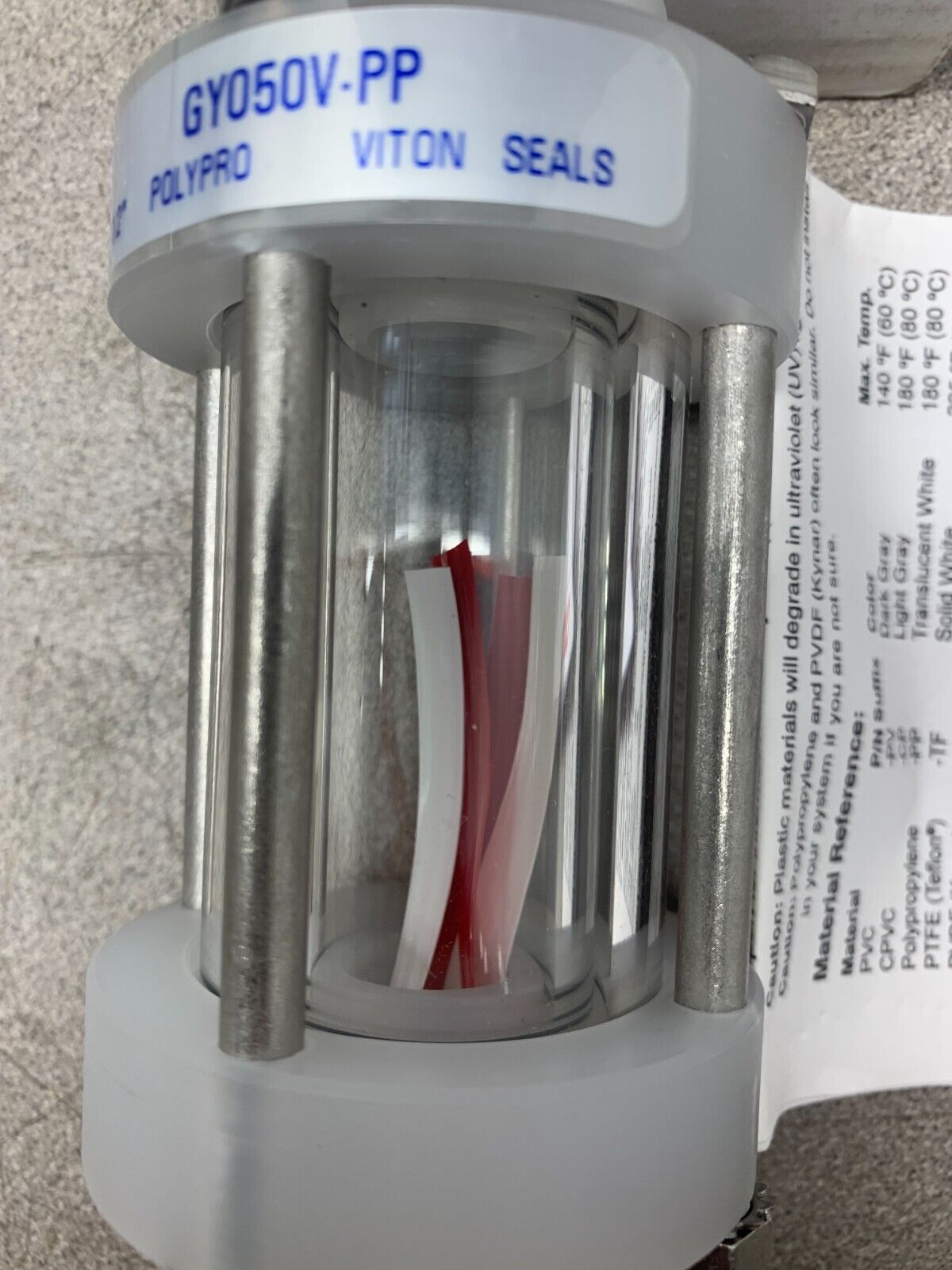 NEW IN BOX PLAST-O-MATIC 1/2" DOUBLE WALL SIGHT GLASS GY050V-PP