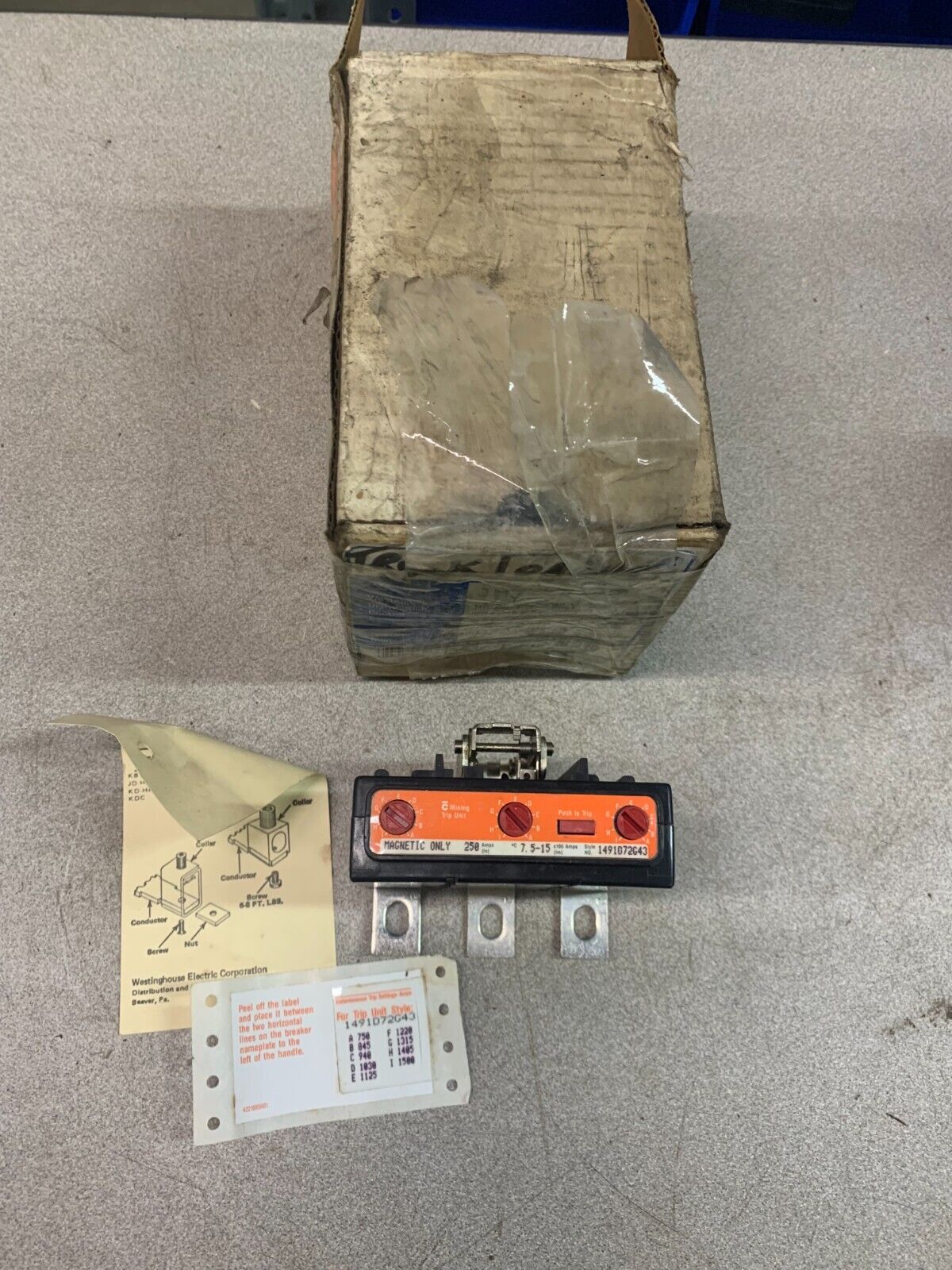 NEW WESTINGHOUSE 250AMP MINING BREAKER TRIP UNIT JM3250TG5M STYLE# 1491D72G43