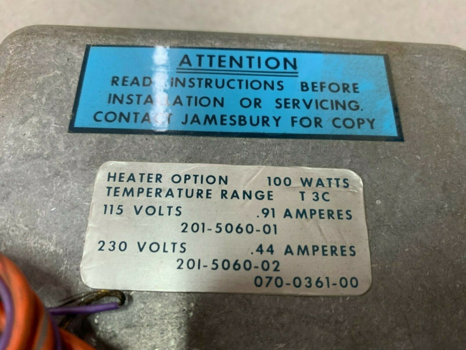 NEW NO BOX JAMESBURY TEMPERATURE SWITCH 201-5060-01