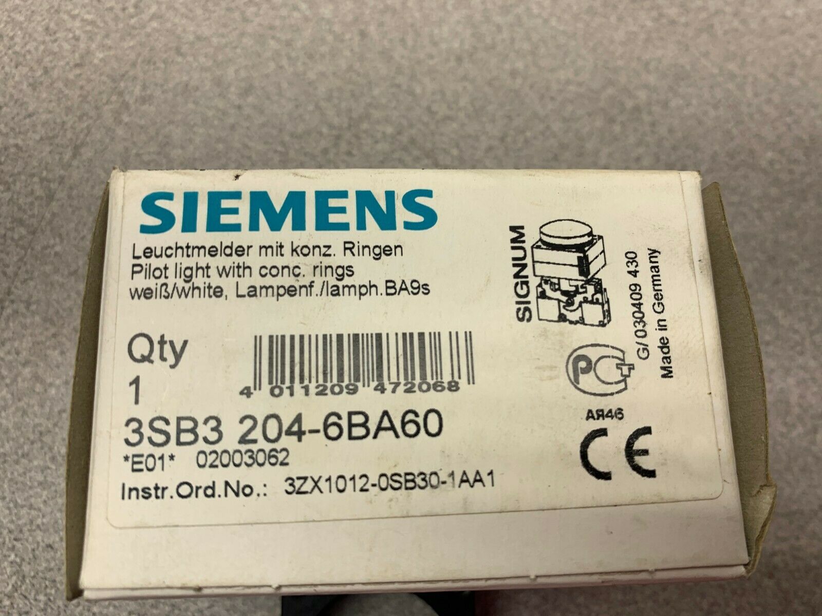 NEW IN BOX SIEMENS PILOT LIGHT 3SB3 204-6BA6-0