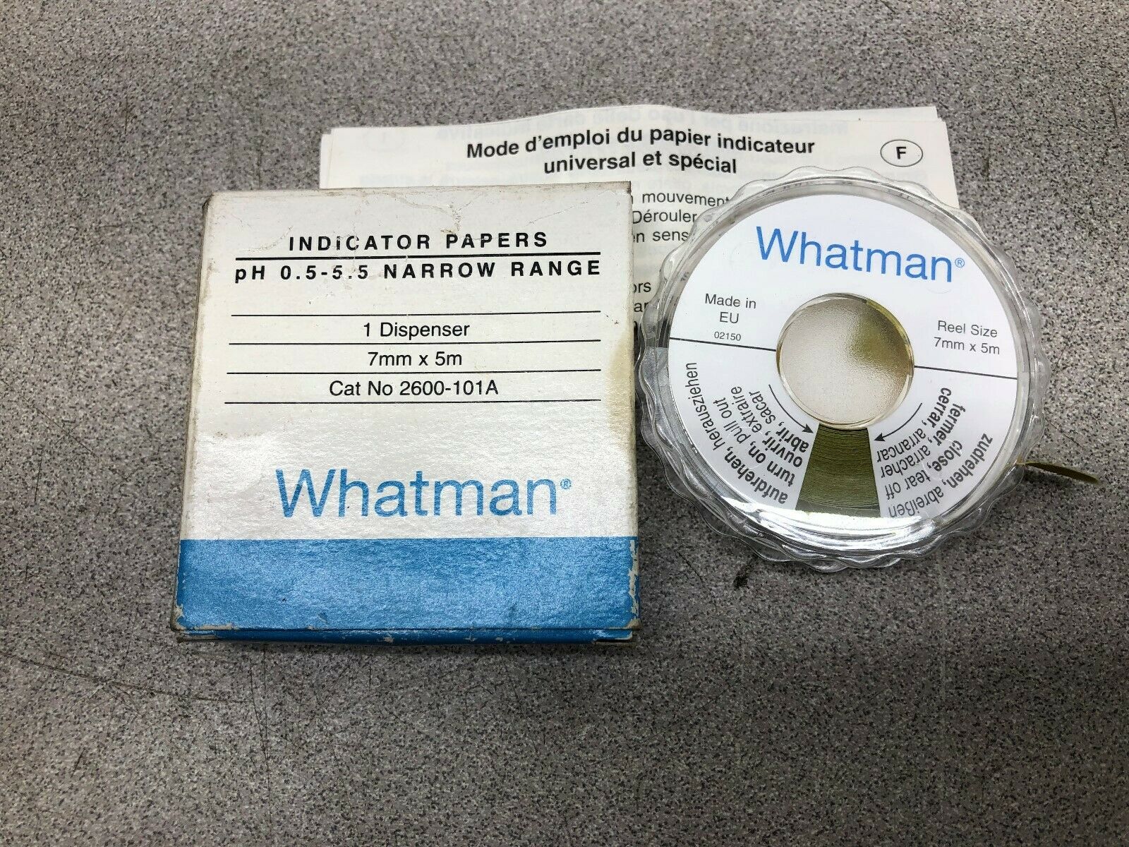 NEW IN BOX WHATMAN NARROW RANGE PH INDICATOR PAPER 7MMX 5M 0.5-5.5 RANGE 2600-10