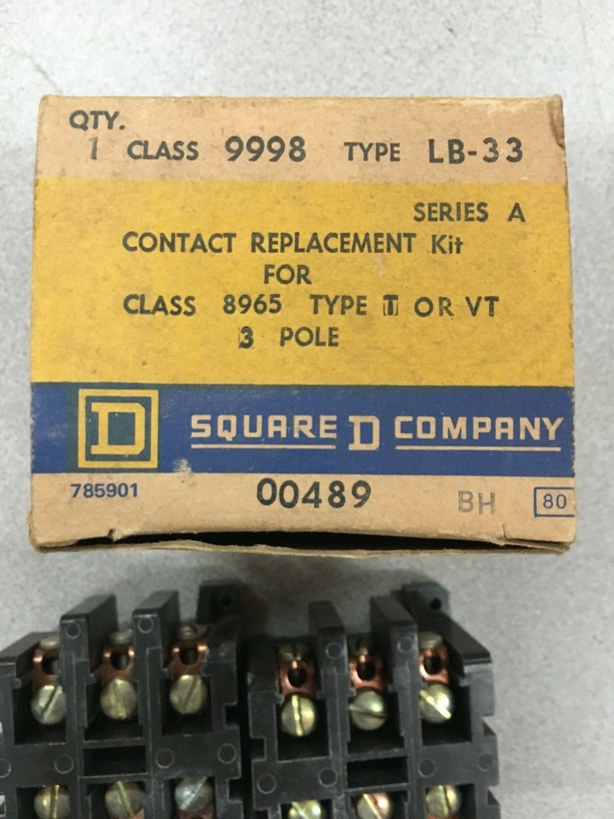NEW IN BOX SQUARE D CONTACT REPLACEMENT KIT 9998 LB-33 SERIES A
