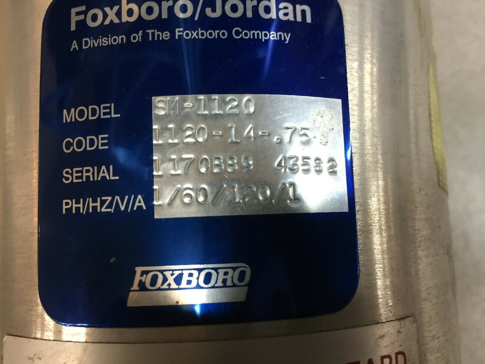 NEW NO BOX FOXBORO/JORDAN 120VAC 1PH SERVO MOTOR SM-1120