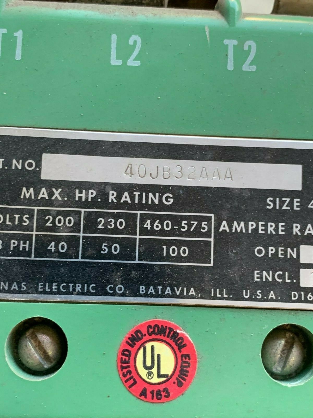 USED FURNAS SIZE 4 REVERSING STARTER 40JB32AAA WITH 14JB32AA81A AND D71628-31