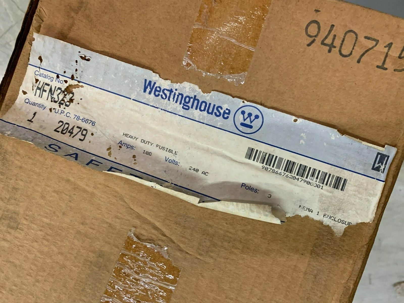 NEW INBOX WESTINGHOUSE 100AMP 240VOLT HEAVY DUTY SAFETY SWITCH HFN323