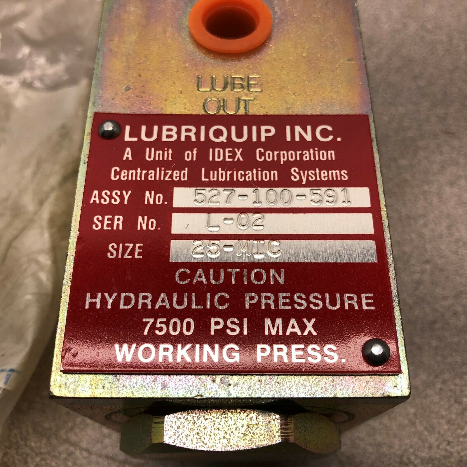 NEW NO BOX LUBRIQUIP INC 25-MIC INLINE HIGH PRESSURE FILTER 527-100-591