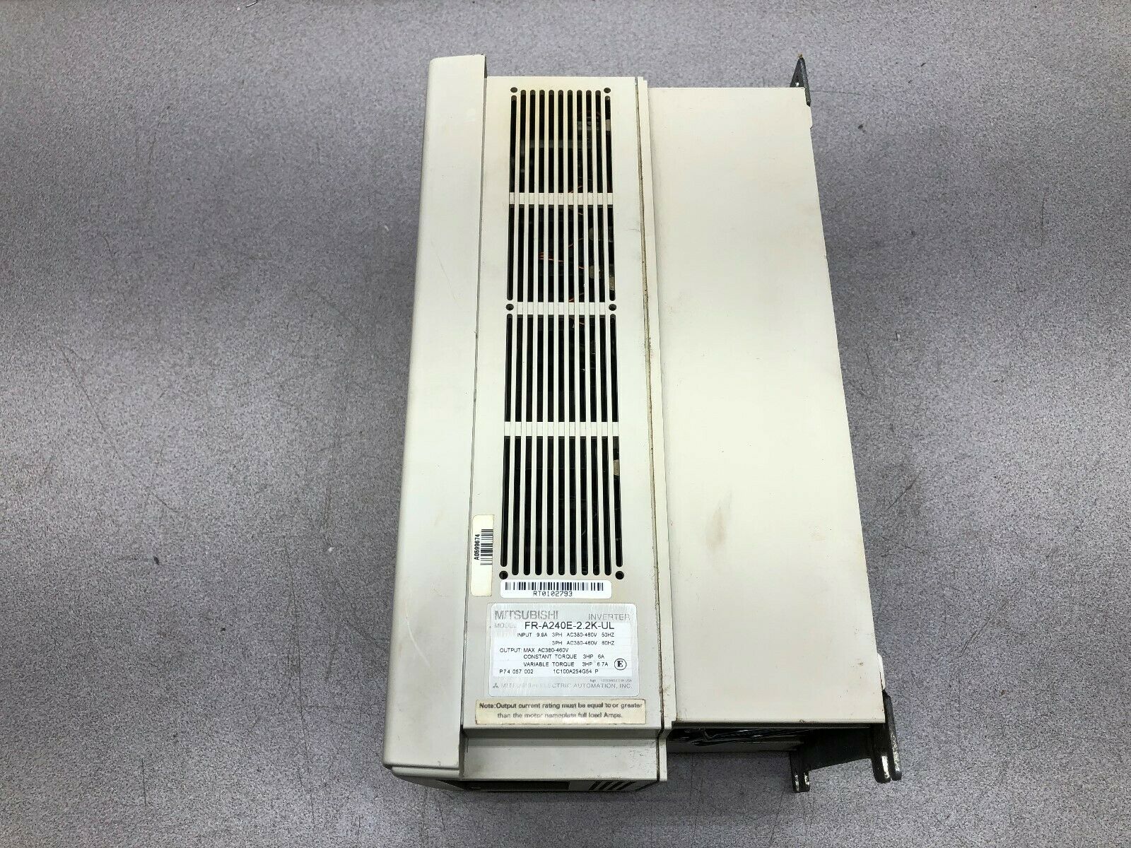 USED MITSUBISHI FREQROL-A200 3 HP 380-460 VAC 3 PH DRIVE FR-A240E-2.2K-UL