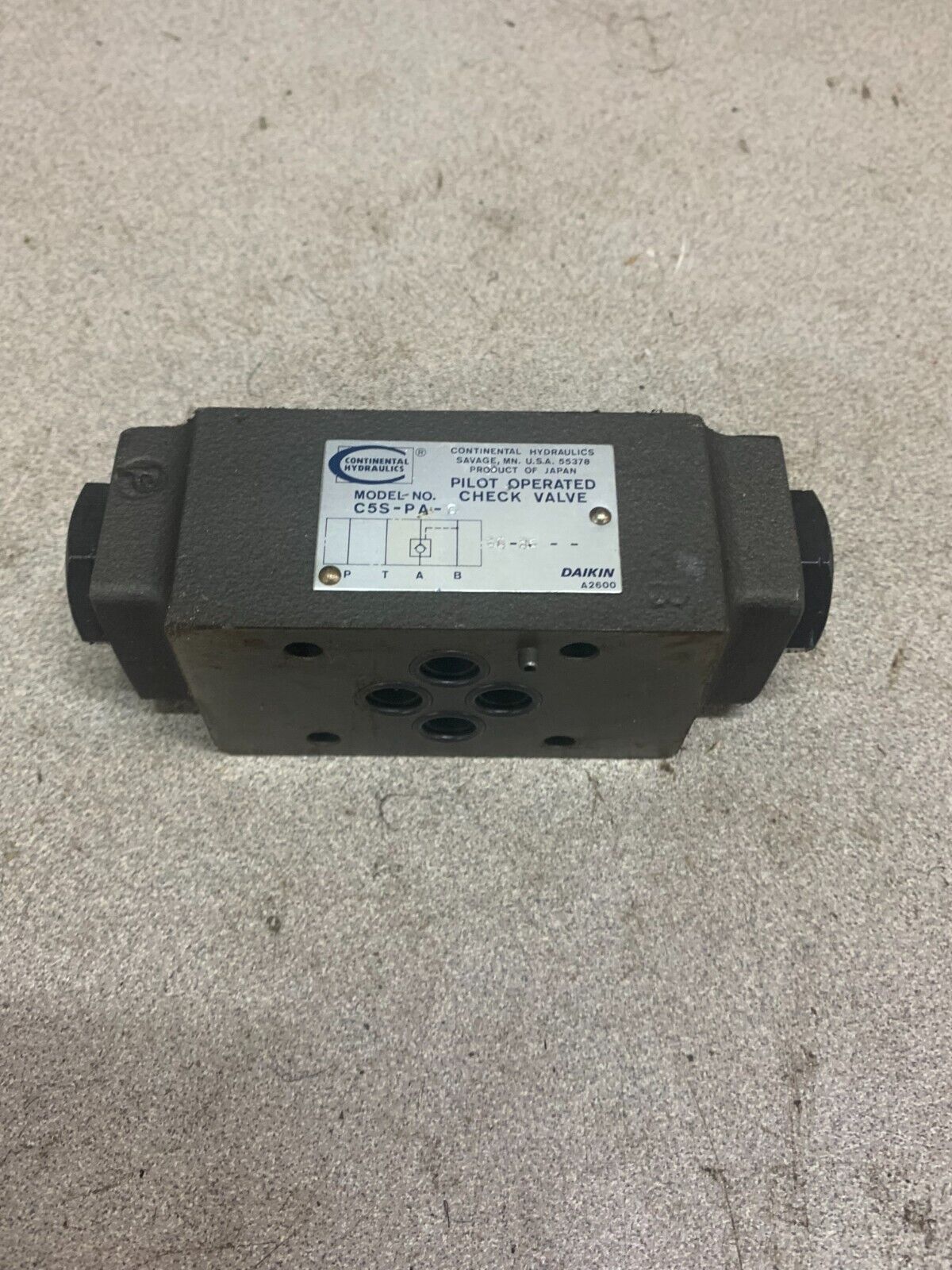 NEW NO BOX CONTINENTAL HYDRAULICS PILOT OPERATED CHECK VALVE C5S-PA-G