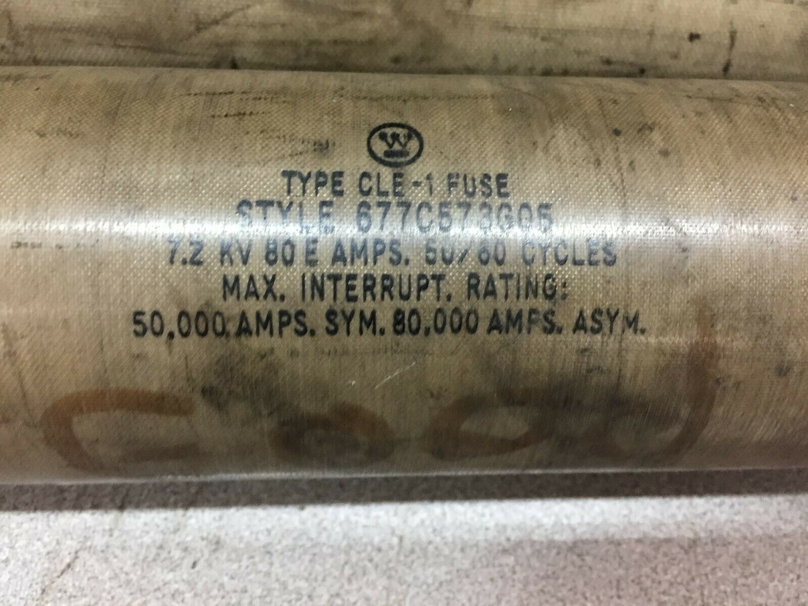 USED (LOT OF 3) WESTINGHOUSE TYPE CLE-1 7.2KV 80E AMPS FUSES 677C573G05