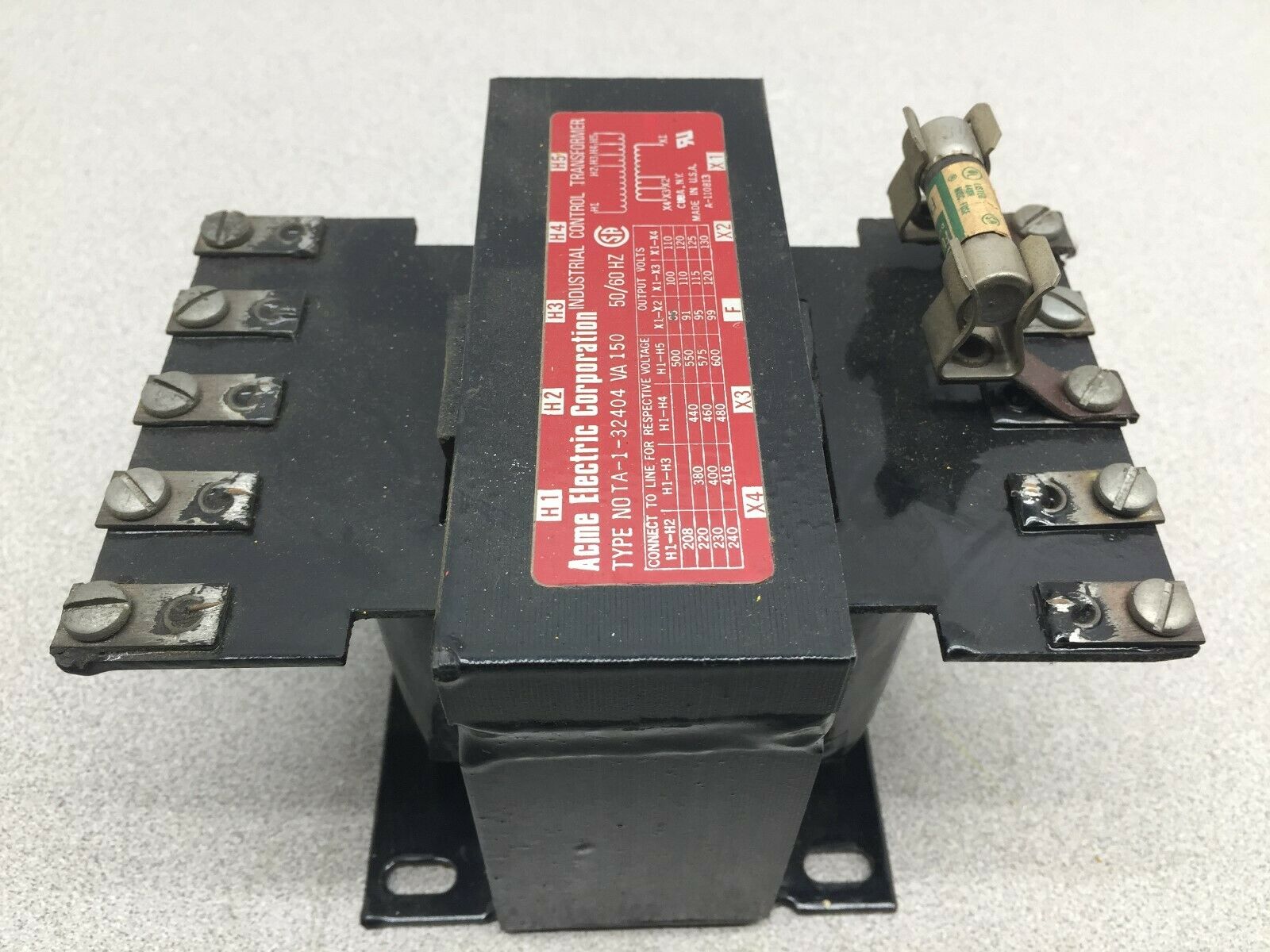 USED ACME 150VA 208-600 VAC INPUT 120 VAC OUTPUT CONTROL TRANSFORMER NOTA-1-3240