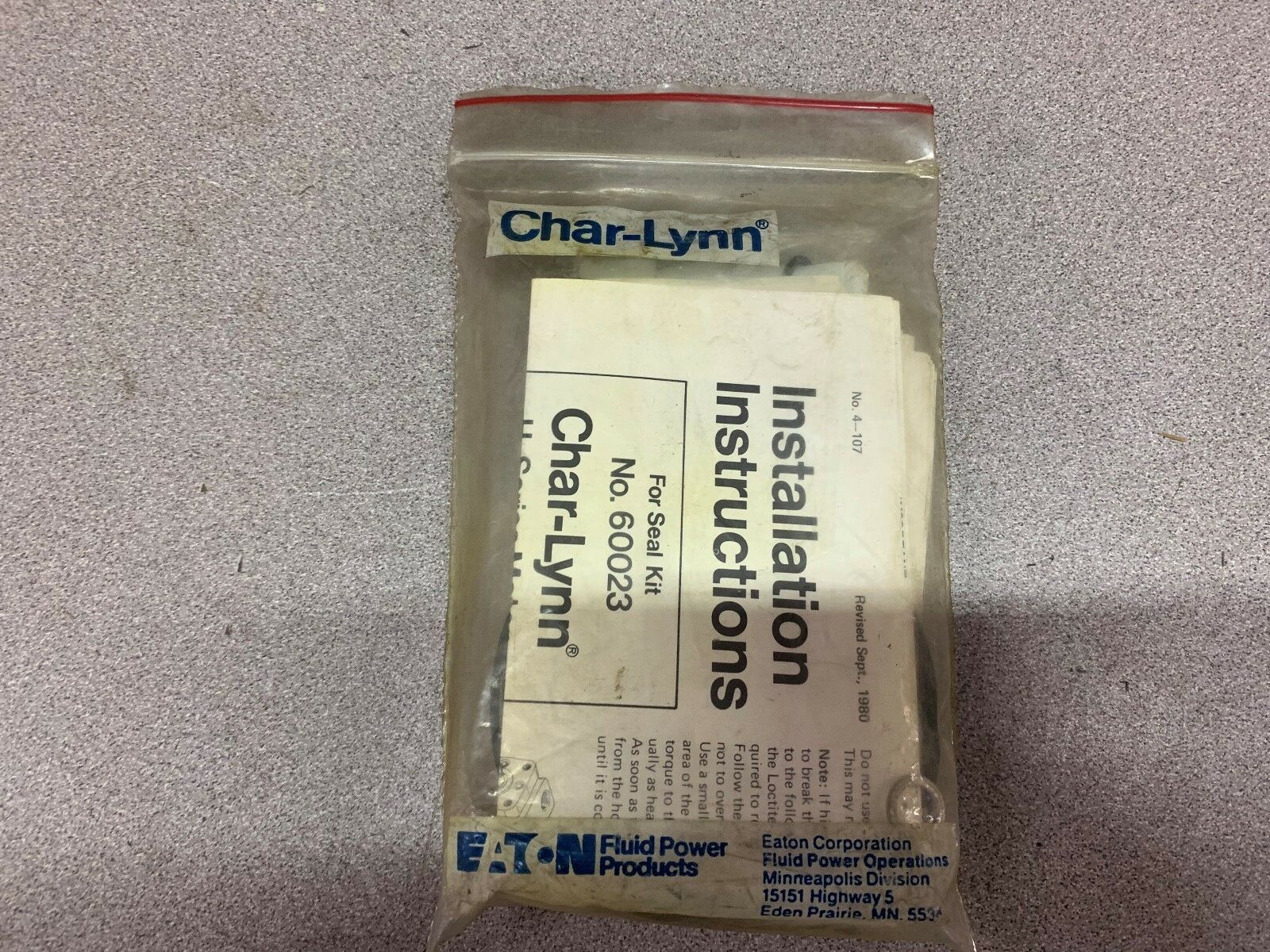 NEW NO BOX CHAR-LYNN SEAL KIT 60023