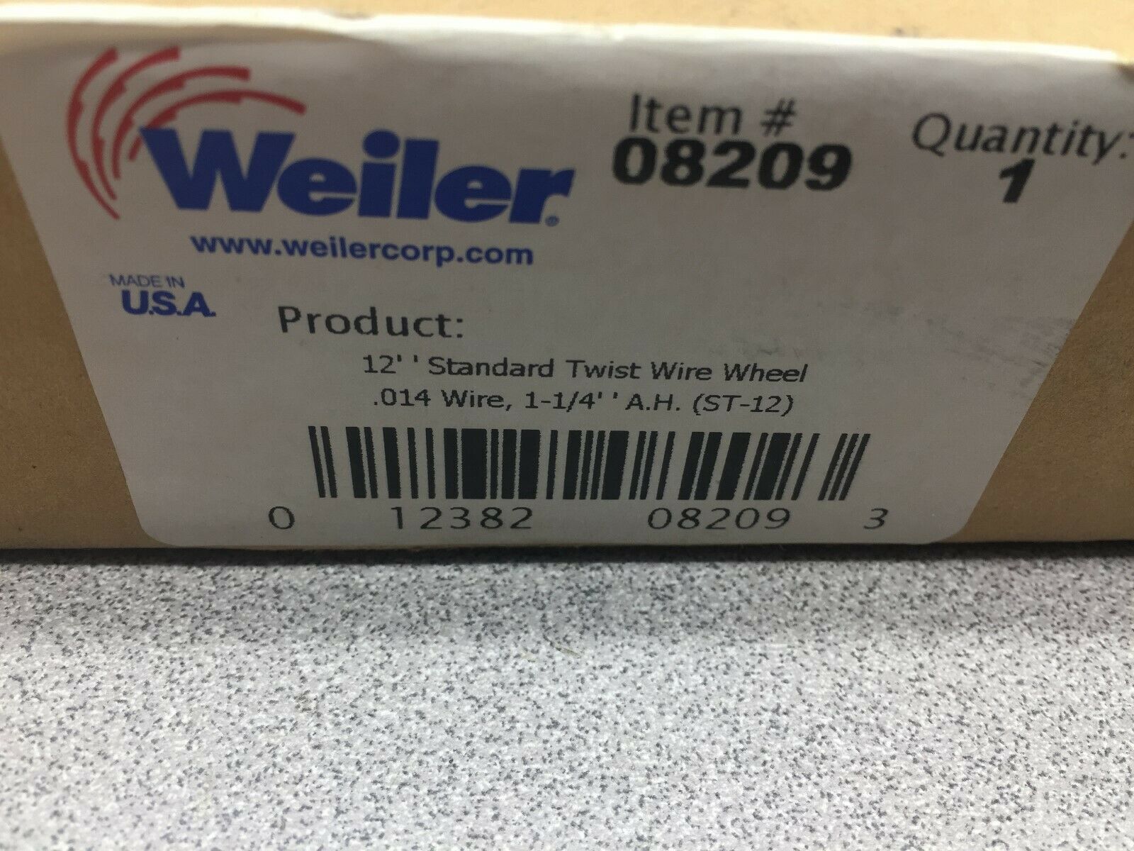 NEW IN BOX WEILER 12" .O14 WIRE, 1 1/4" A.H.(ST-12) STANDARD TWIST WIRE WHEEL 08