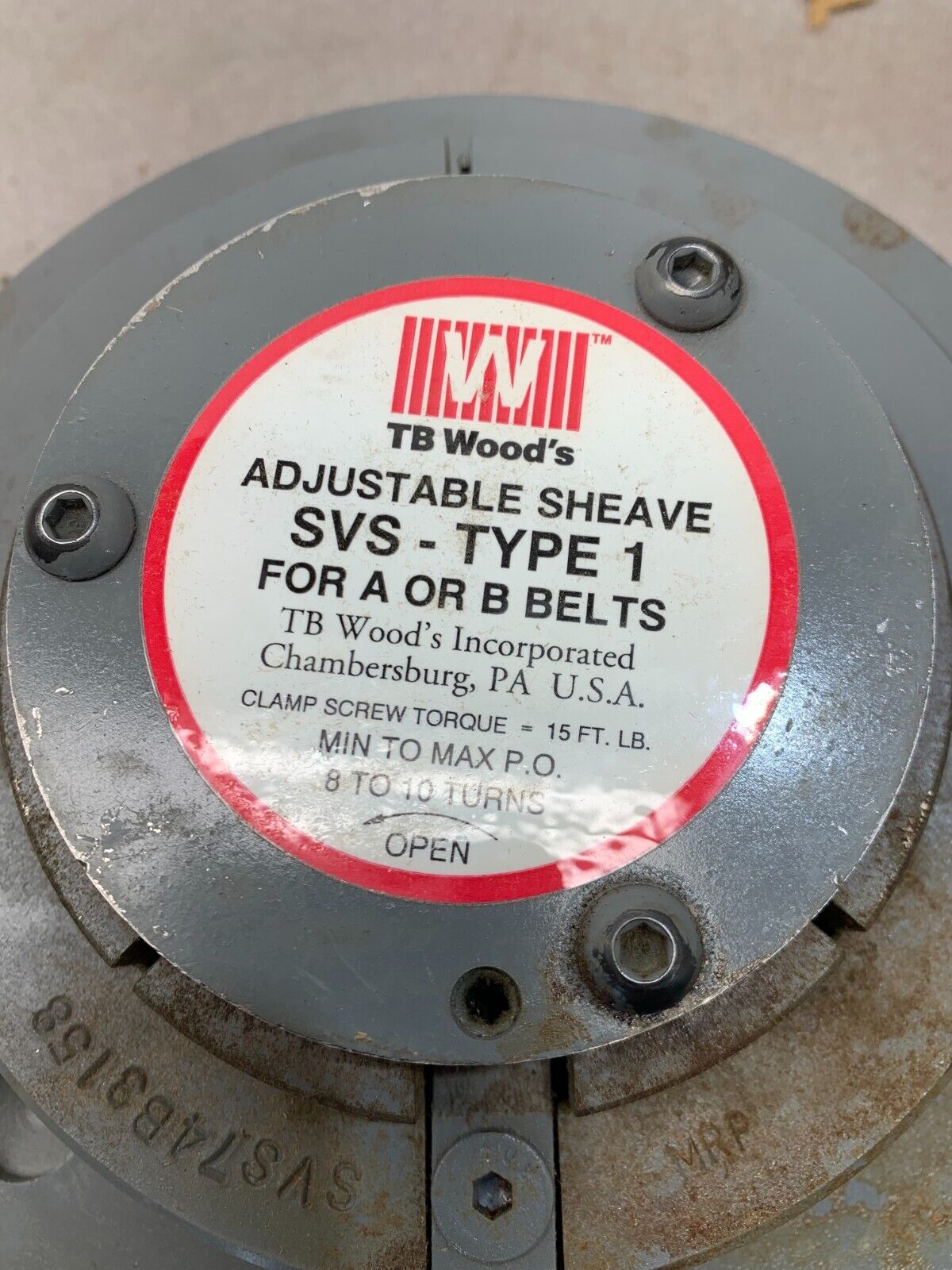 NEW IN BOX TB WOODS SVS74B3158 SVS-74-B3X1 5/8 ADJ SHEAVE