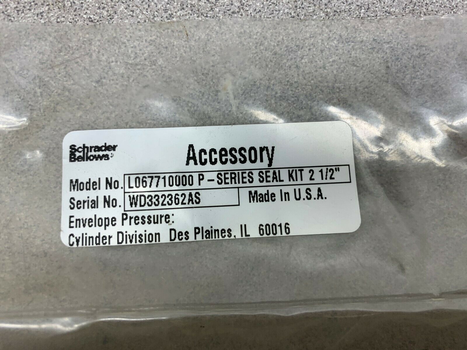 NEW NO BOX SCHRADER BELLOWS SEAL KIT L067710000P