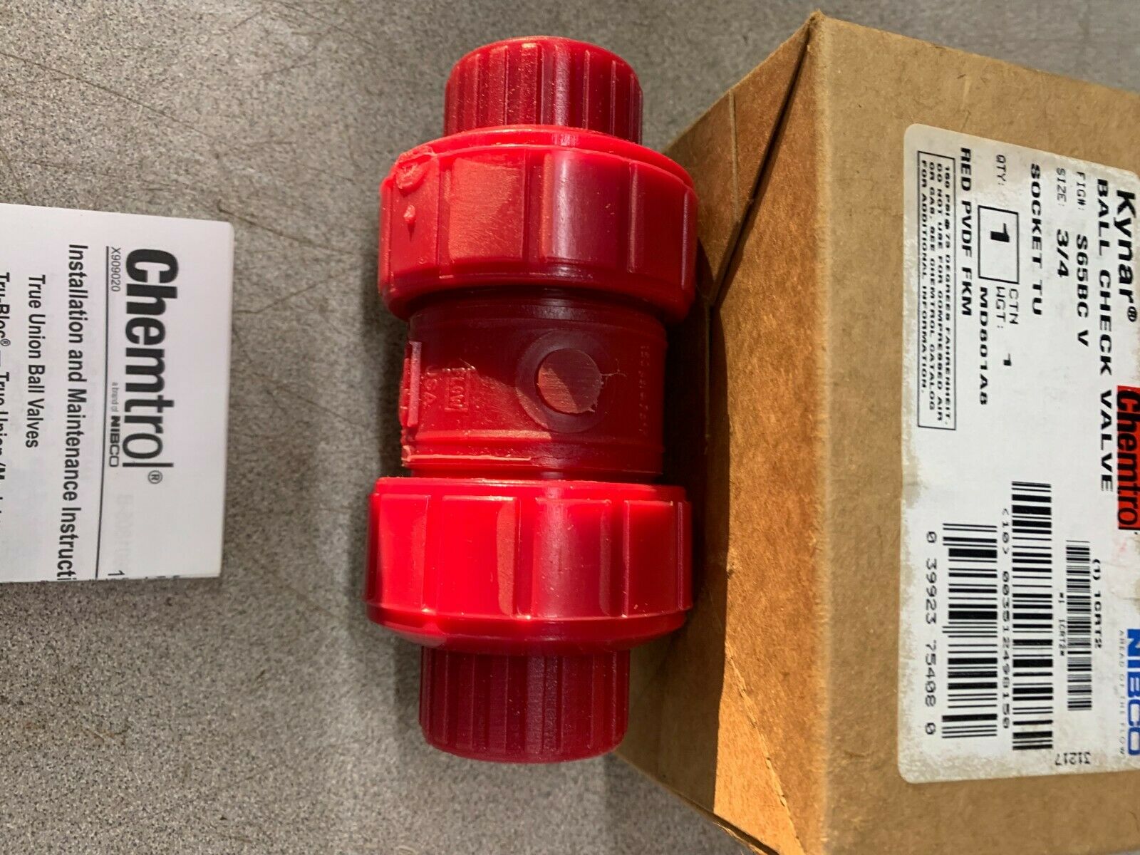 NEW IN BOX NIBCO CHEMTROL 1CRT2 KYNAR 3/4" BALL CHECK VALVE S65BC-V
