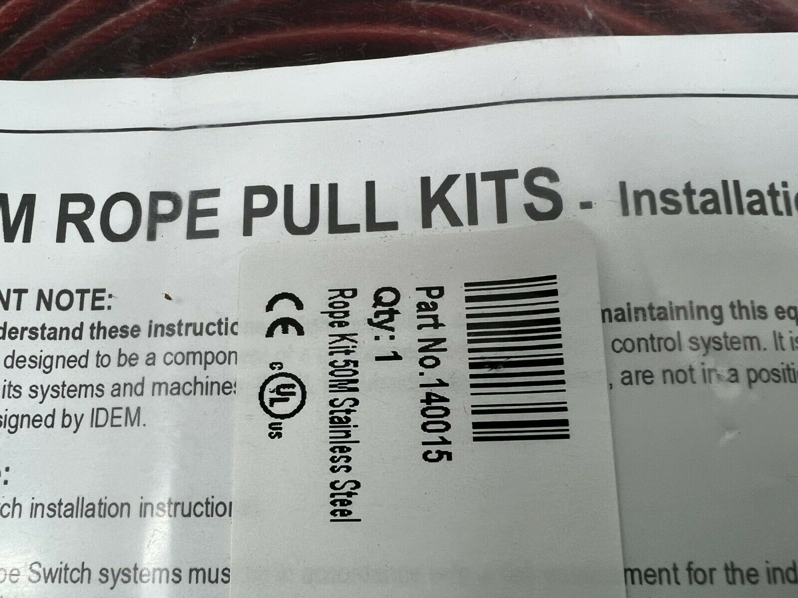 NEW IN BAG IDEM G1104606 PULL CABLE KIT 140015