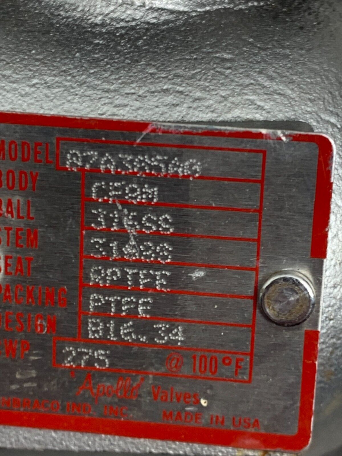 NEW NO BOX APOLLO 1" CF8M STAINLESS BALL VALVE 87Q365A0