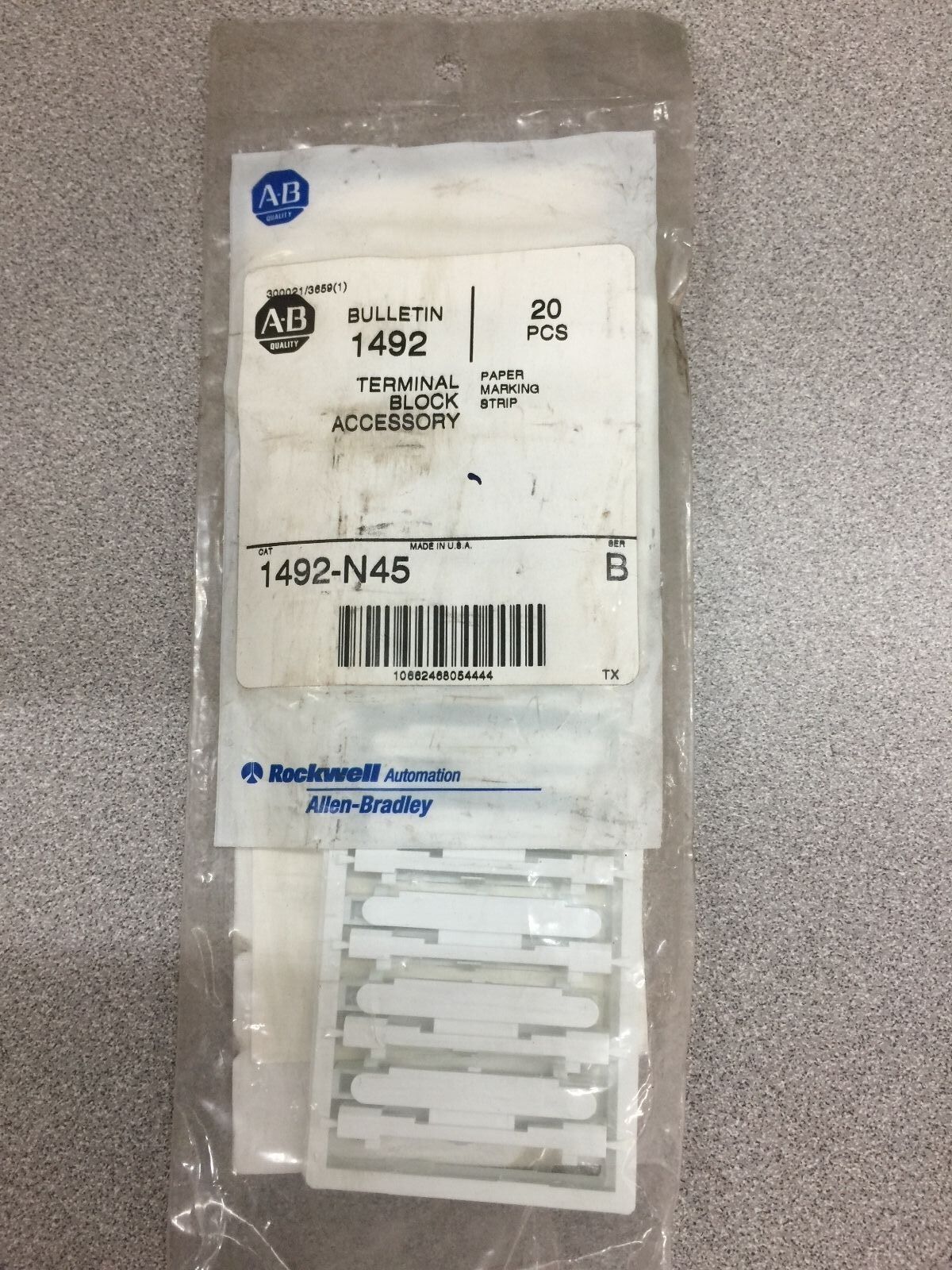 NEW IN PACKAGE ALLEN BRADLEY TERMINAL BLOCK ACCESSORY PACK OF 20 1492-N45 SER.B