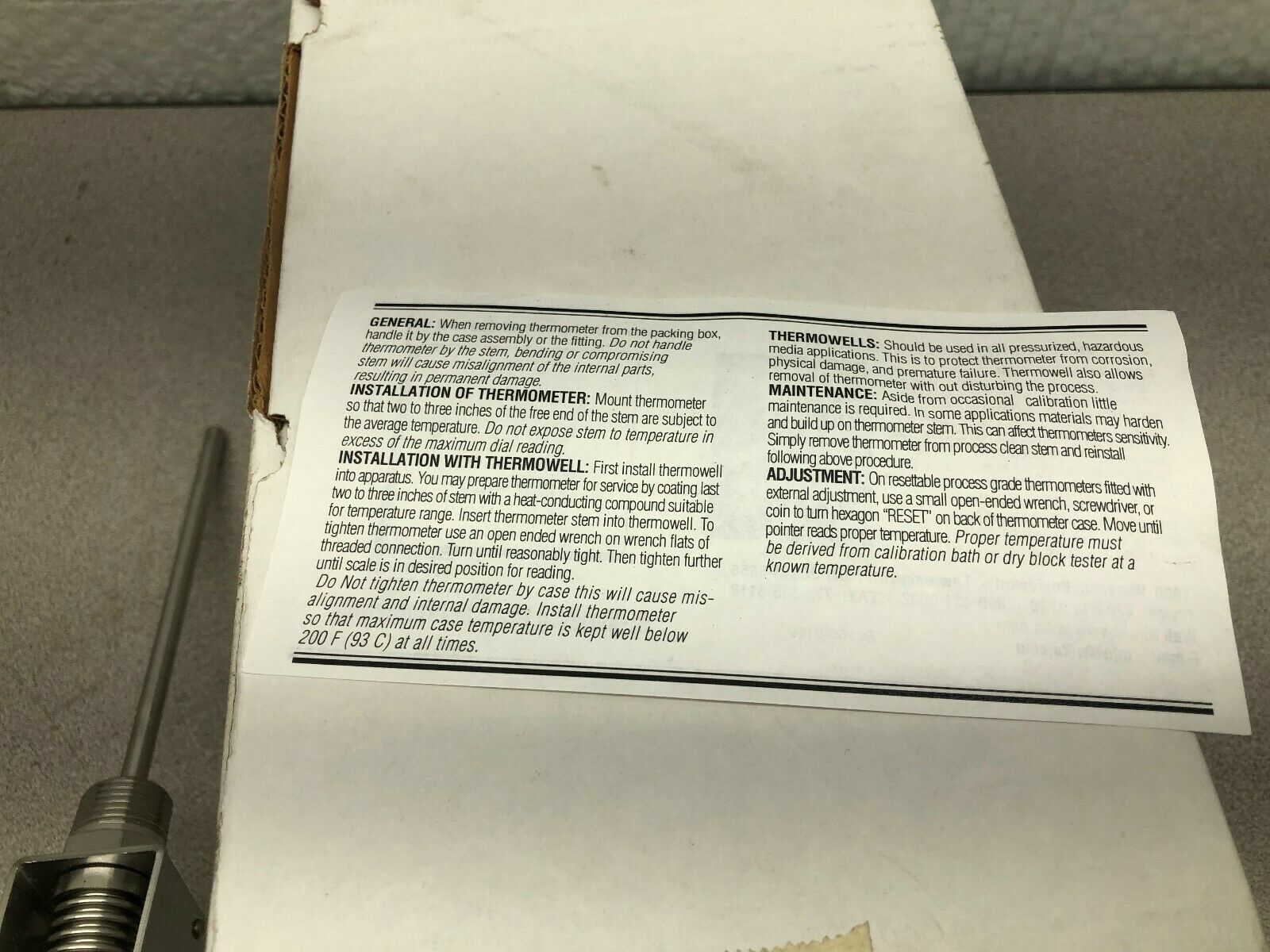 NEW IN BOX WIKAI TI.52 6.0"-20/120 F 1/2 NPT GLASS LENS BIMETAL THERMOMETER 5206