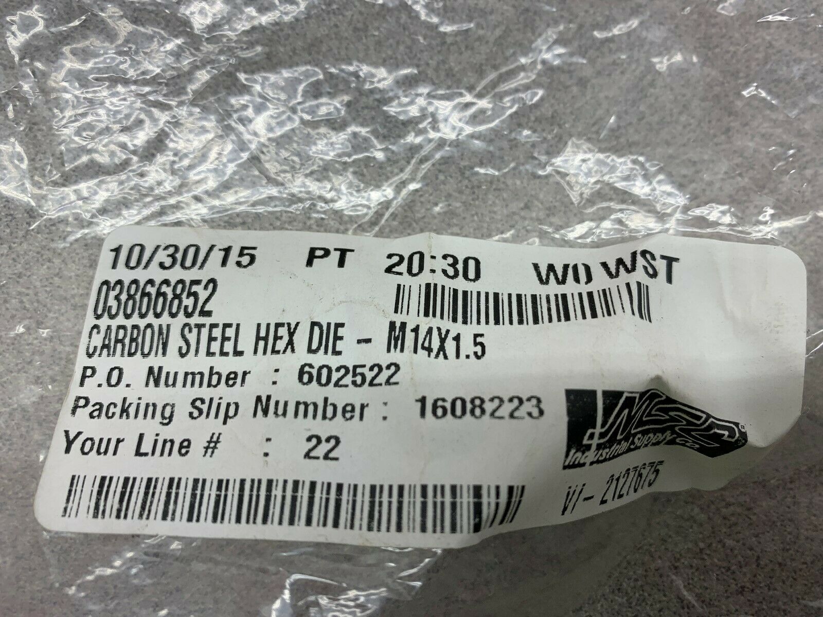 NEW NO BOX INTERSTATE CARBON STEEL HEX DIE 03866852