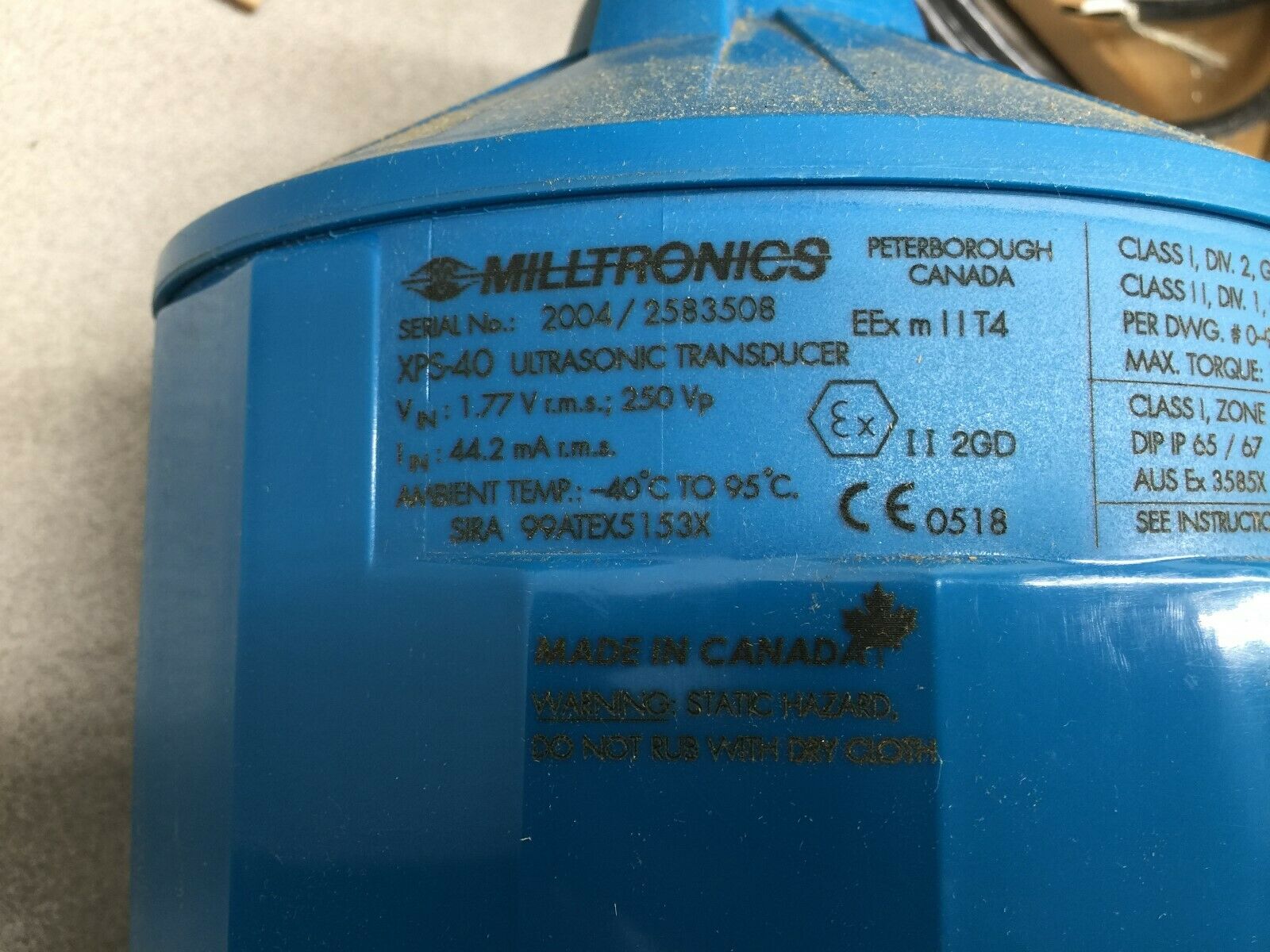 NEW IN BOX SIEMENS MILLTRONICS XPS-40 ULTRASONIC TRANSDUCER 7ML11270BA41