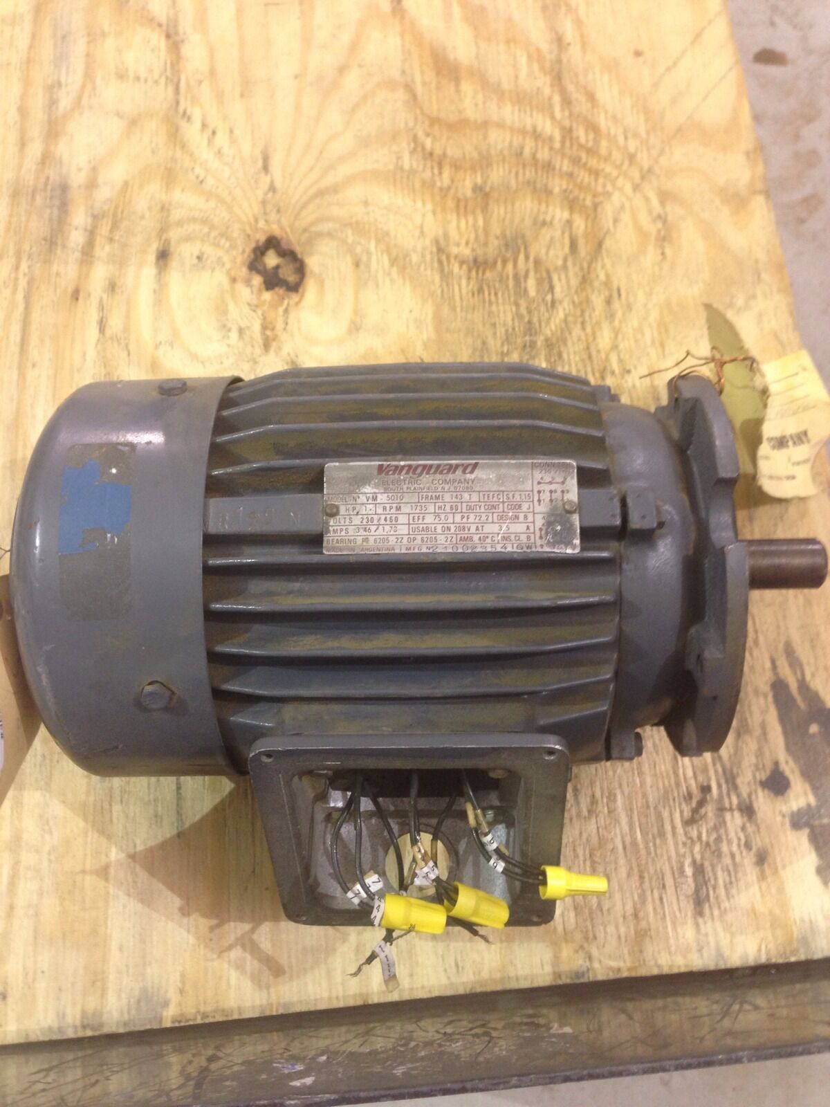 USED VANGUARD 1HP MOTOR 3 PHASE 1735 RPM N VM-5010