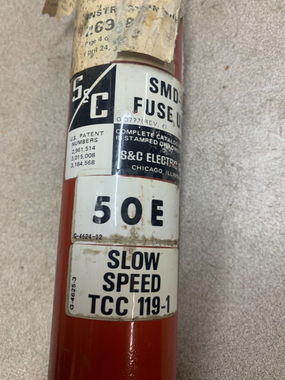 NEW S&C SMD-1A FUSE UNIT 50E SLOW SPEED TCC 119-1 FUSE 454050R1