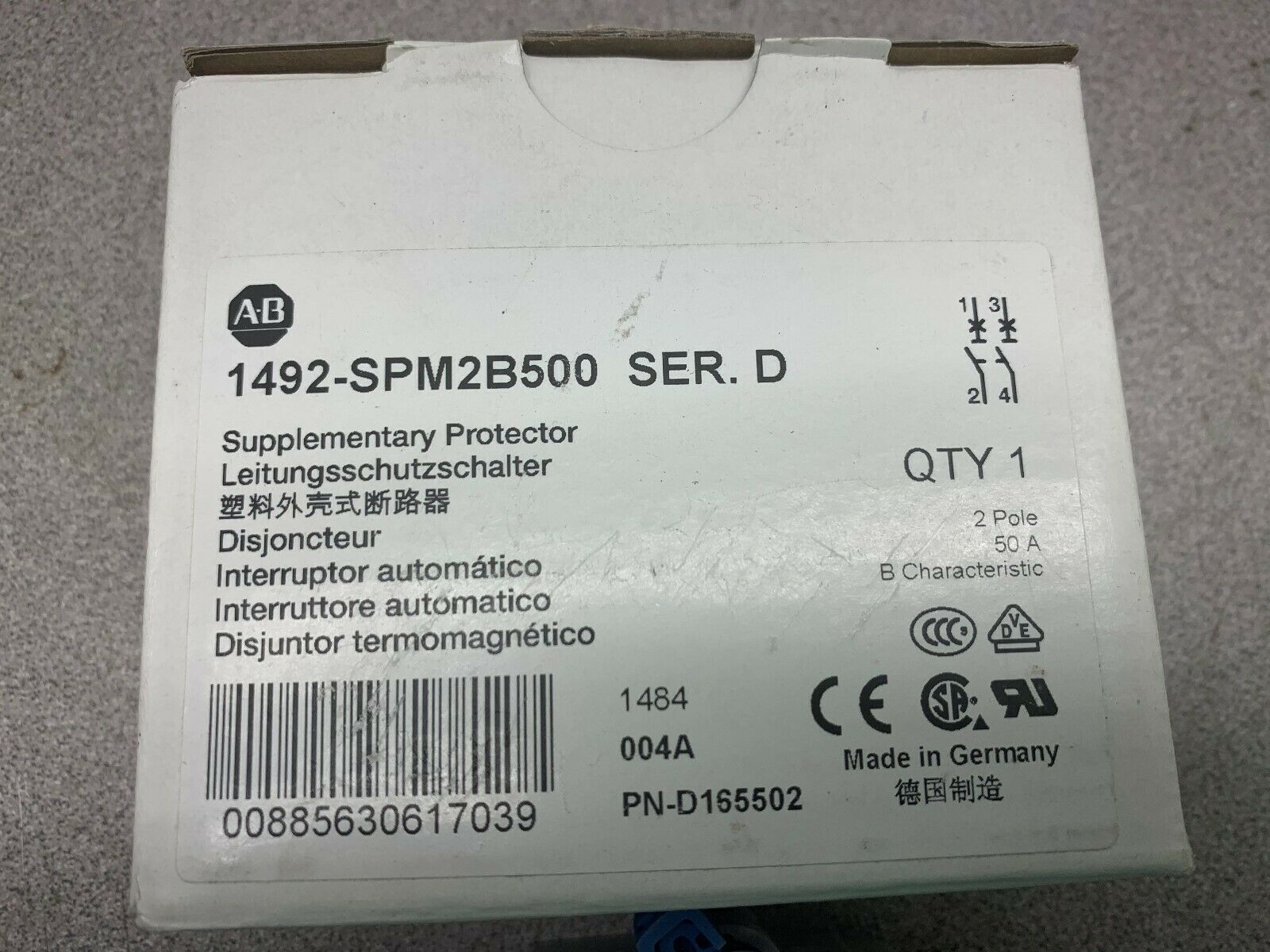 NEW IN BOX ALLEN BRADLEY PROTECTOR 1492-SPM2B500 SERIES D