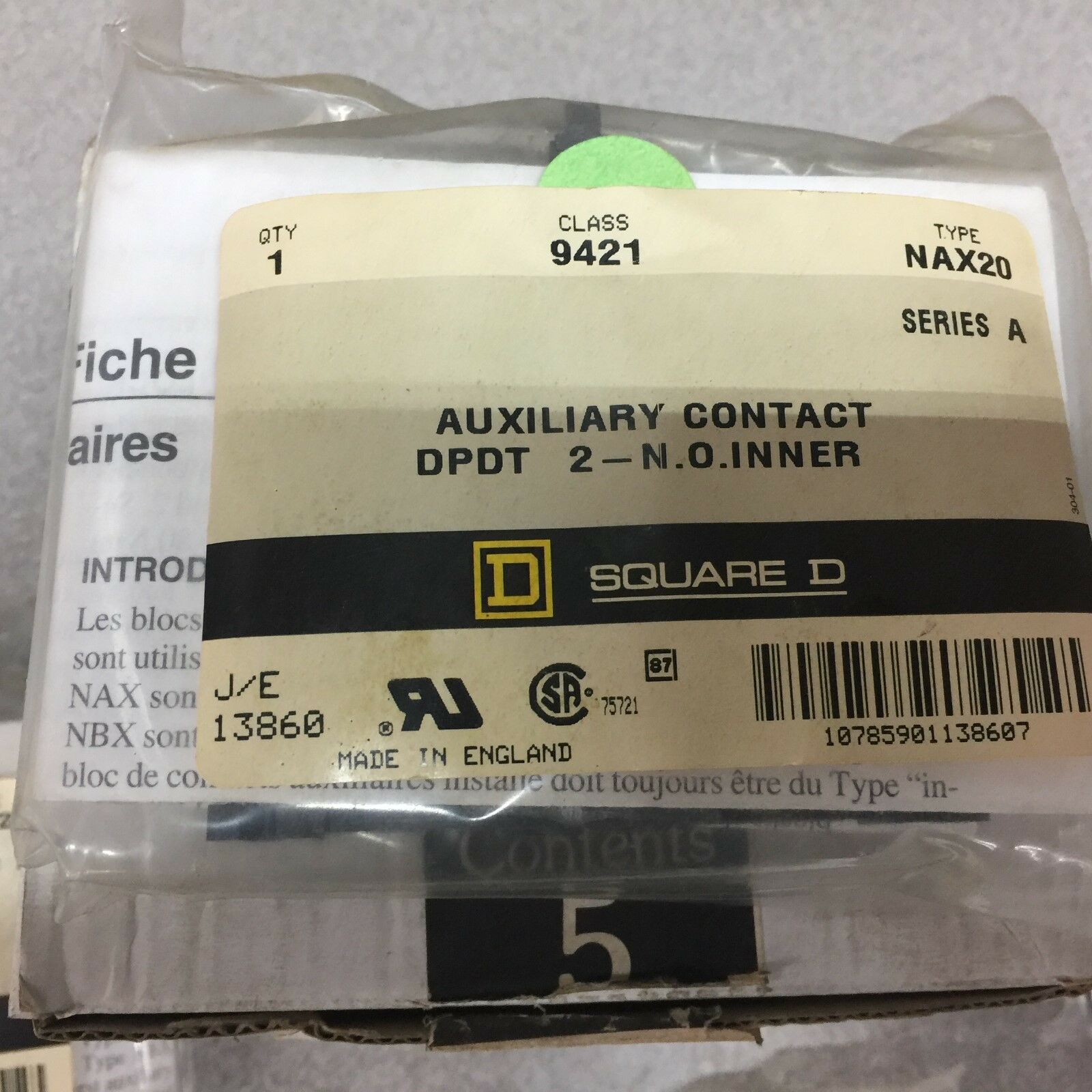 NEW IN BOX OF 4 SQUARE D AUXILIARY CONTACTS 9421 NAX20