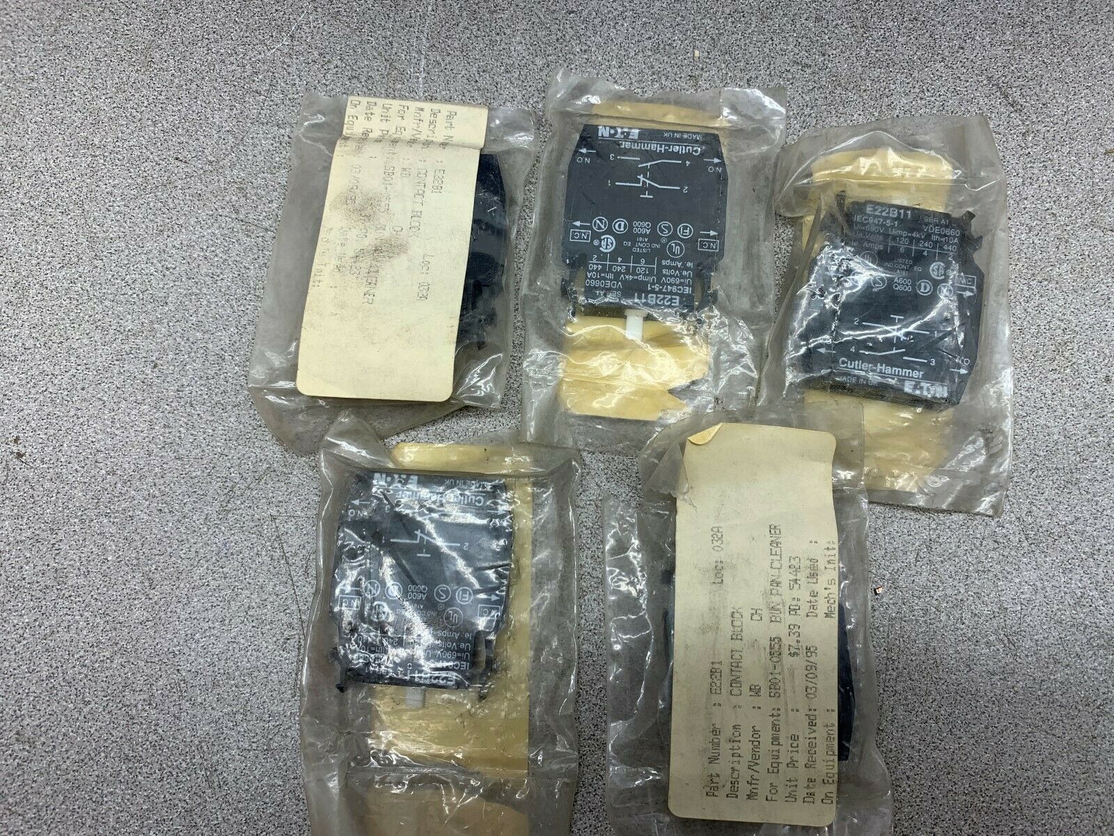 LOT OF 5 NEW NO BOX CUTLER HAMMER SWITCH IEC947-5-1