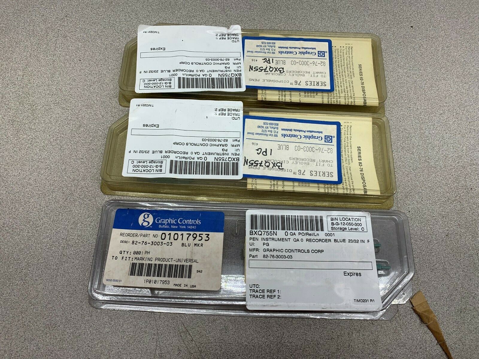 LOT OF 3 NEW IN FACTORY PACKAGE GRAPHIC CONTROLS BLUE MKR 01017953