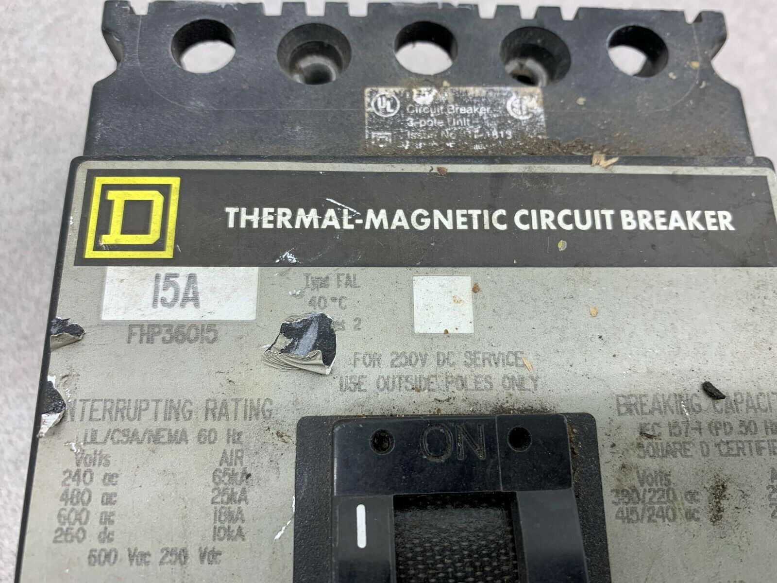 USED SQUARE D BREAKER FHP36015