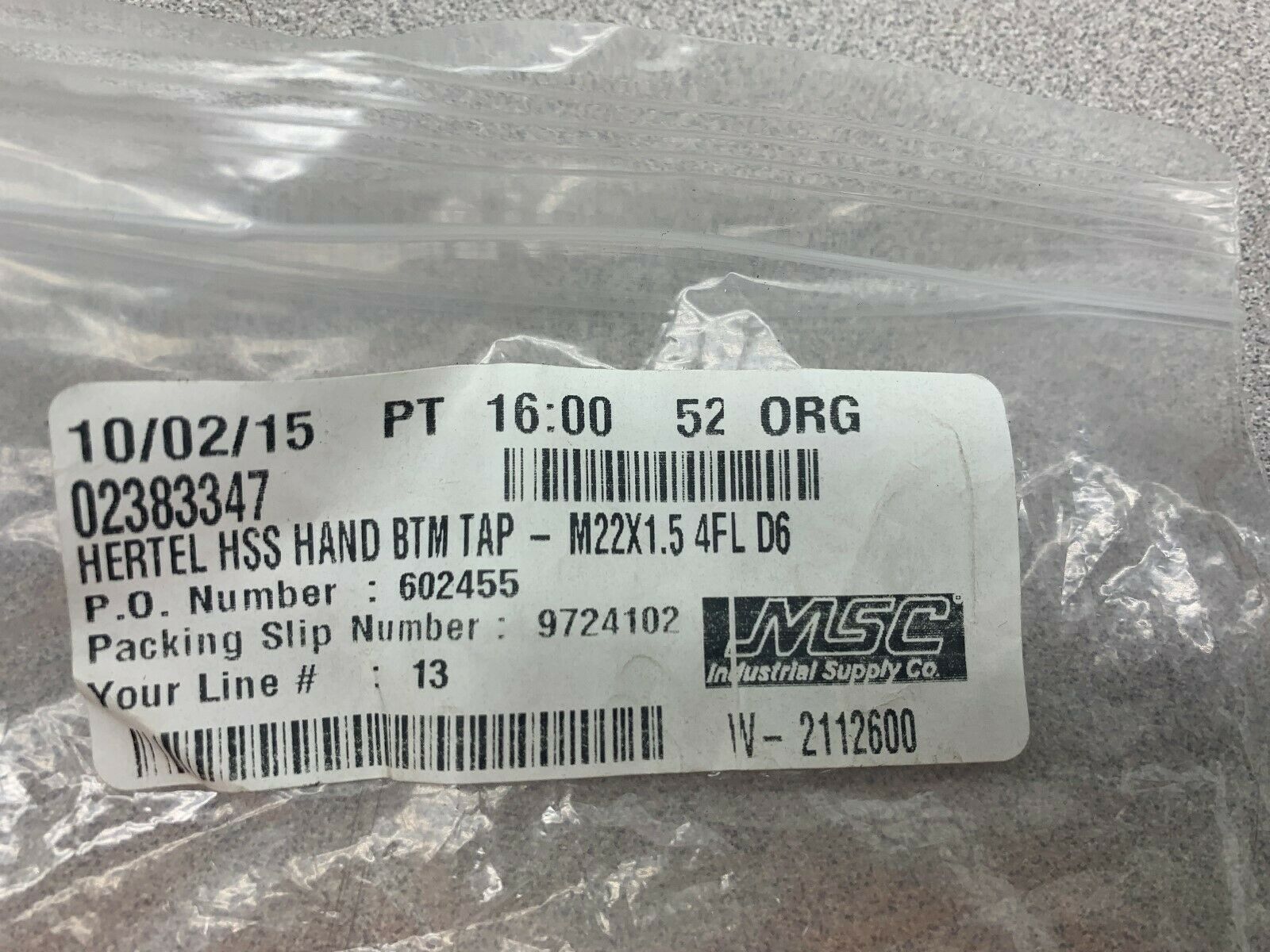 NEW NO BOX HERTEL BTM TAP 2383347