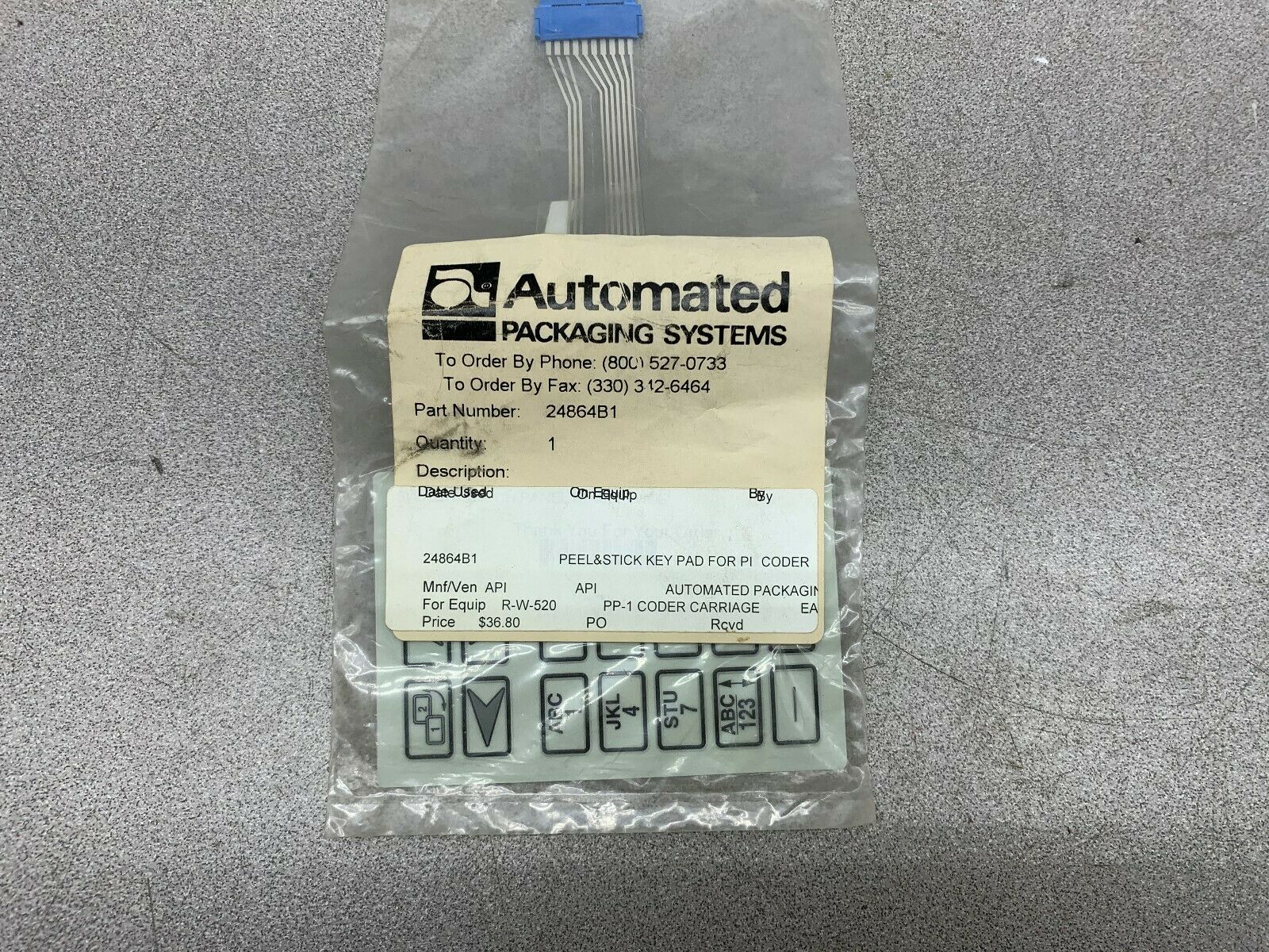 NEW NO BOX AUTOMATED KEY PAD 24864B1