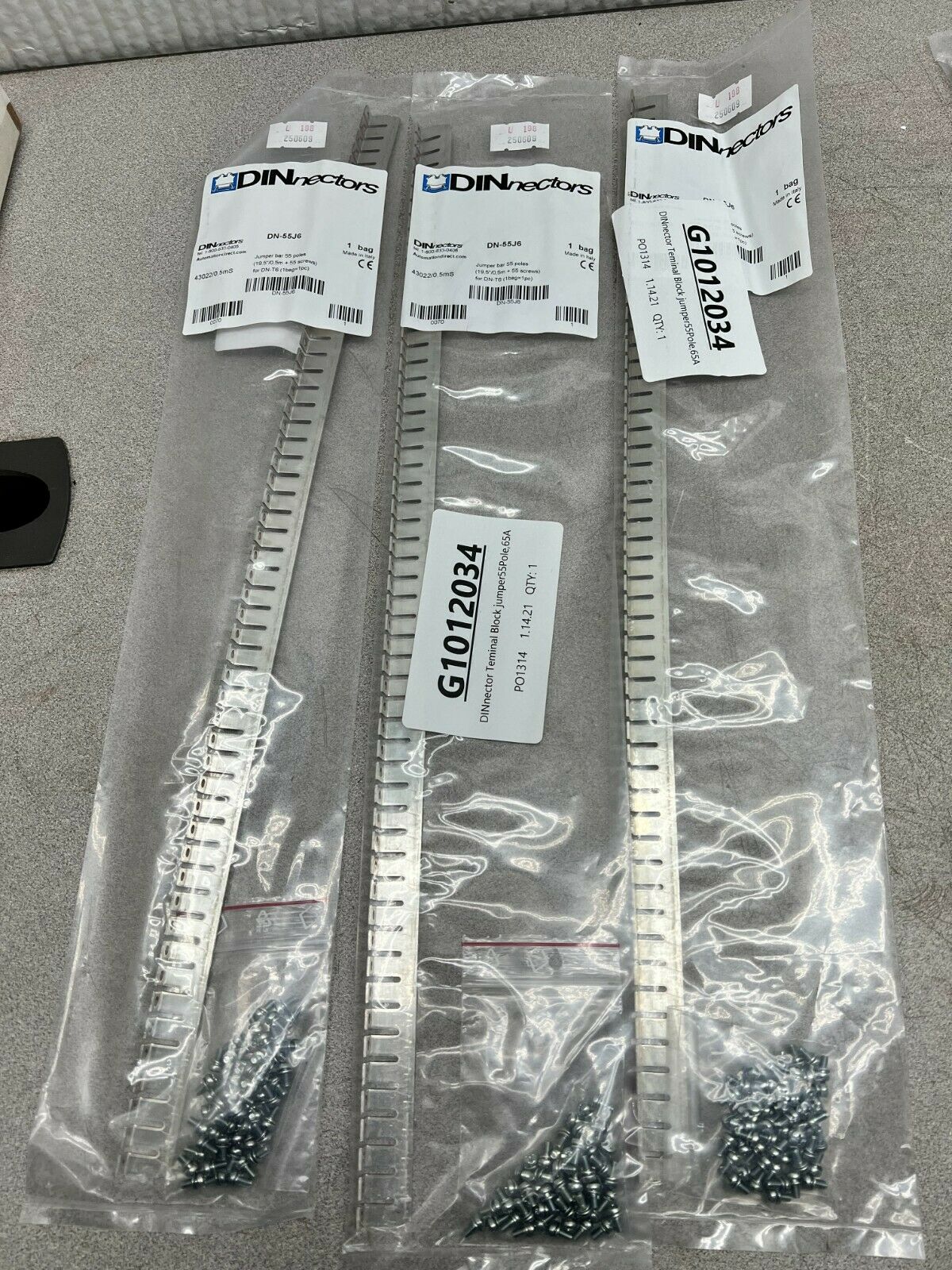 LOT OF 3 NEW IN BAG DINNECTORS TERMINAL BLOCK JUMPER DN-55J6