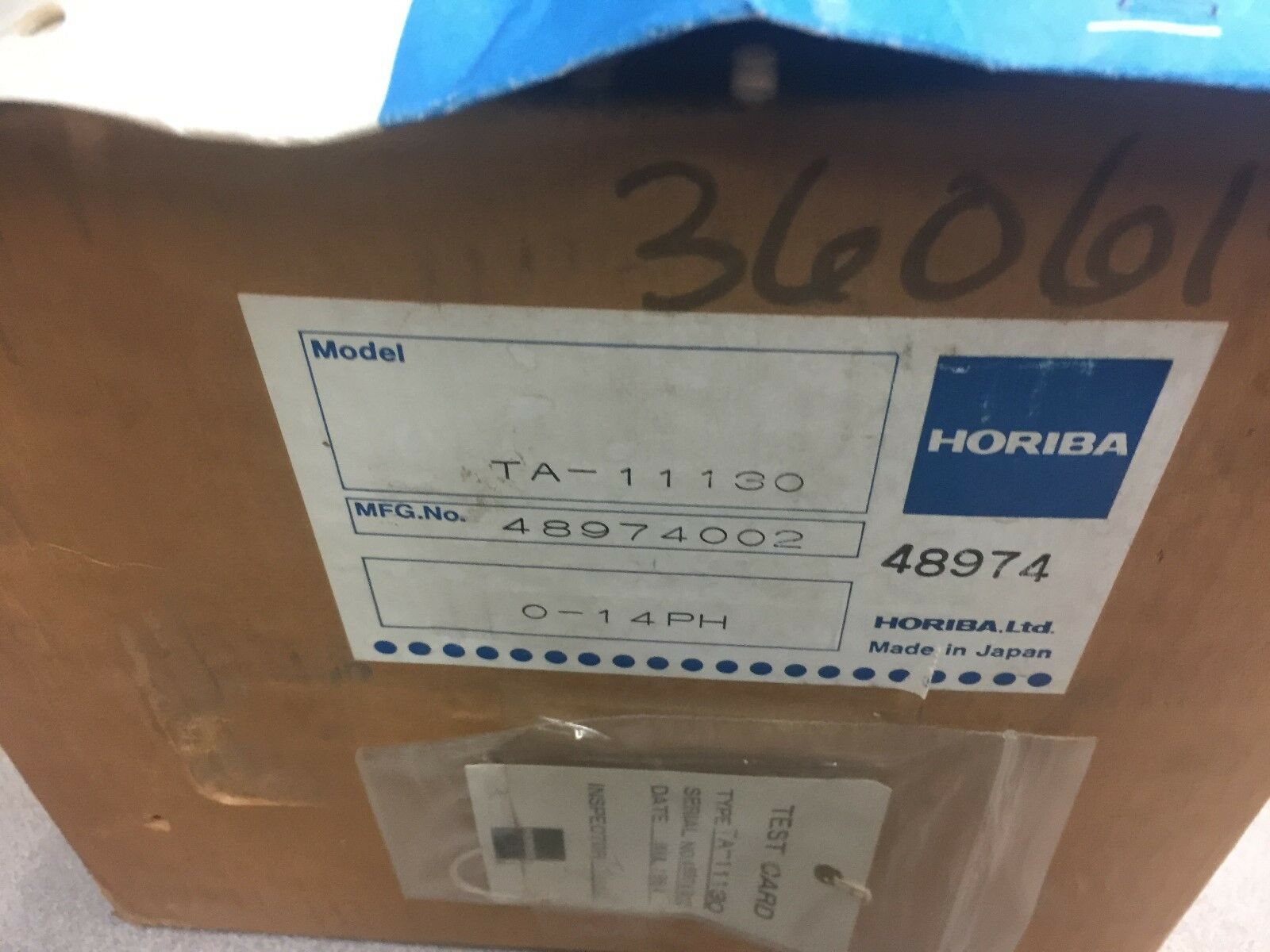 NEW IN BOX HORIBA 115VAC (4-WIRE)TRANSMITTER WITH POWER SUPPLY TA-11130