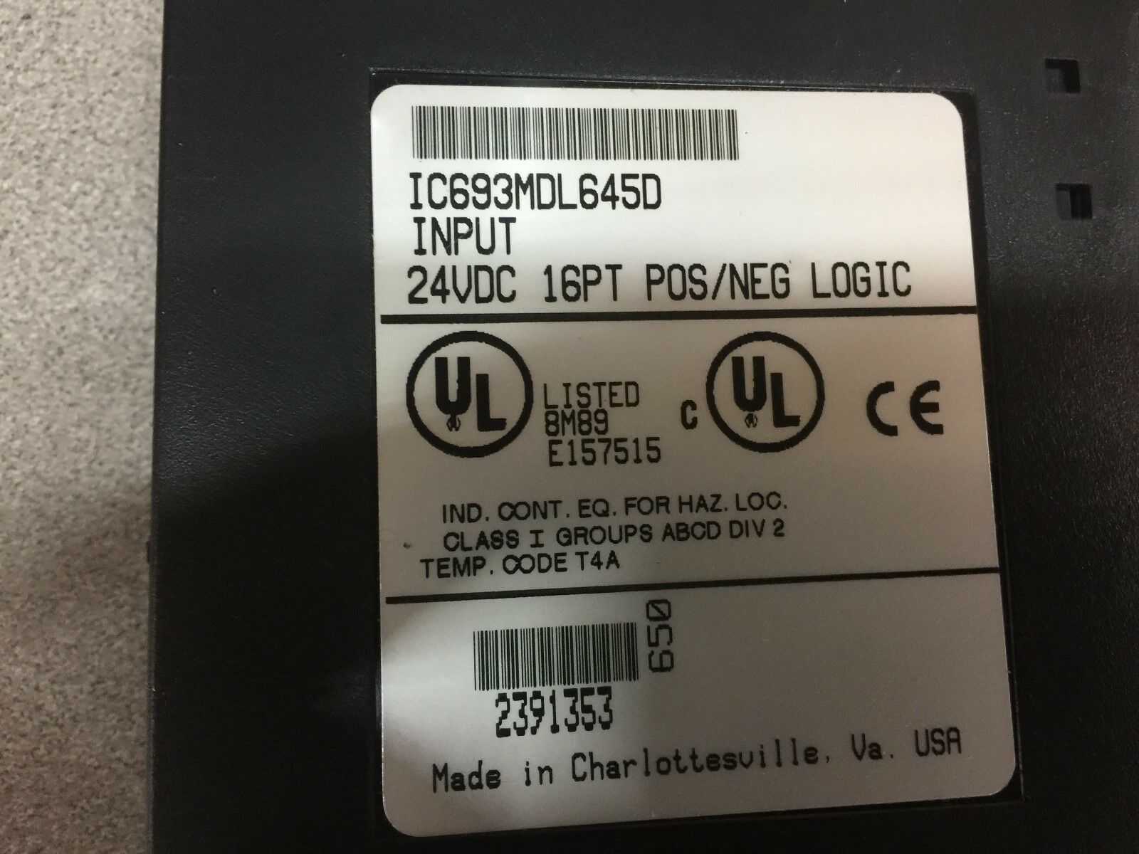 USED GE FANUC 24 VDC 16 PT INPUT CARDS IC693MDL645D