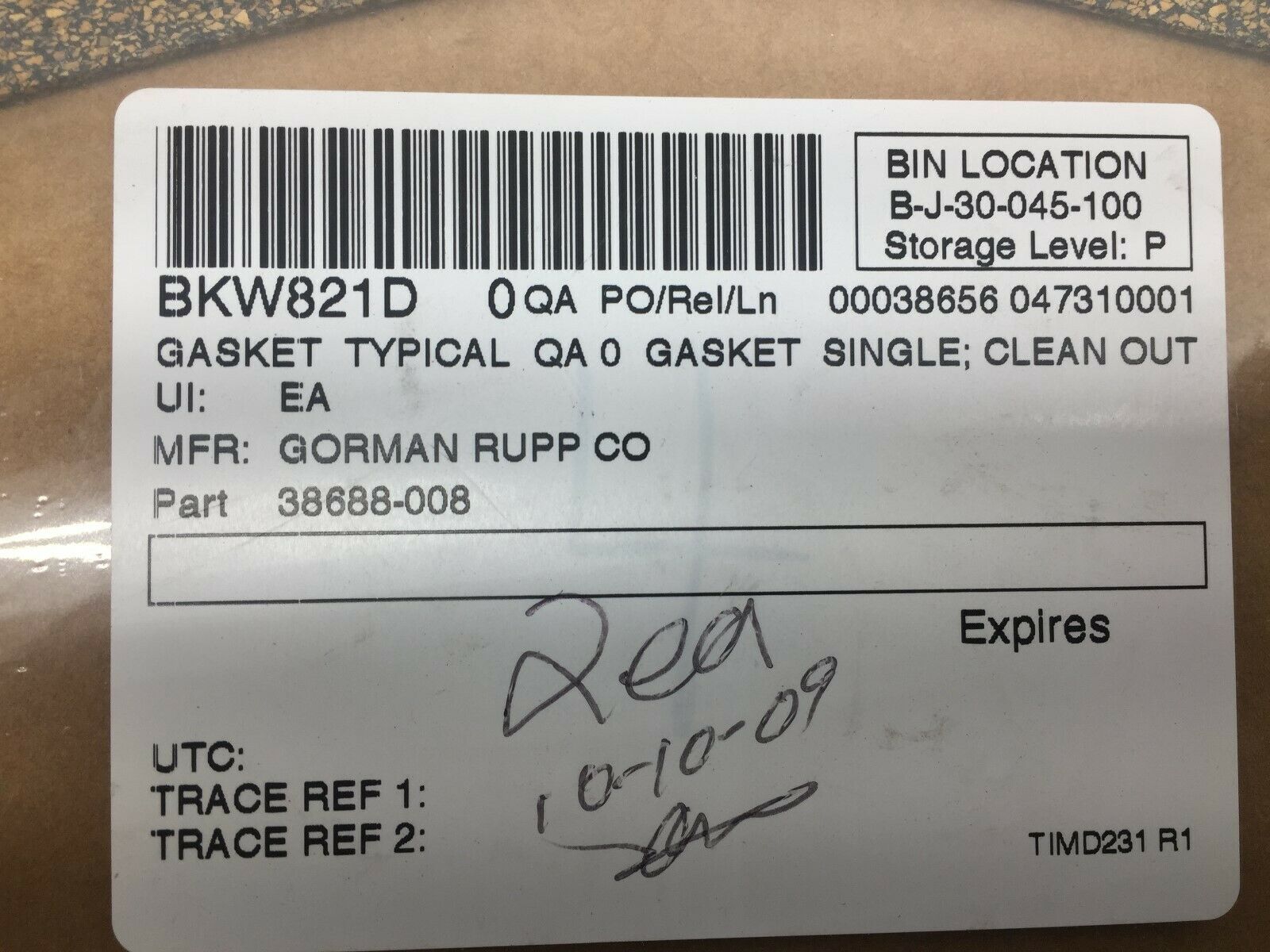 NEW IN PACK OF 2 GORMAN RUPP CLEAN OUT GASKET 38688-008