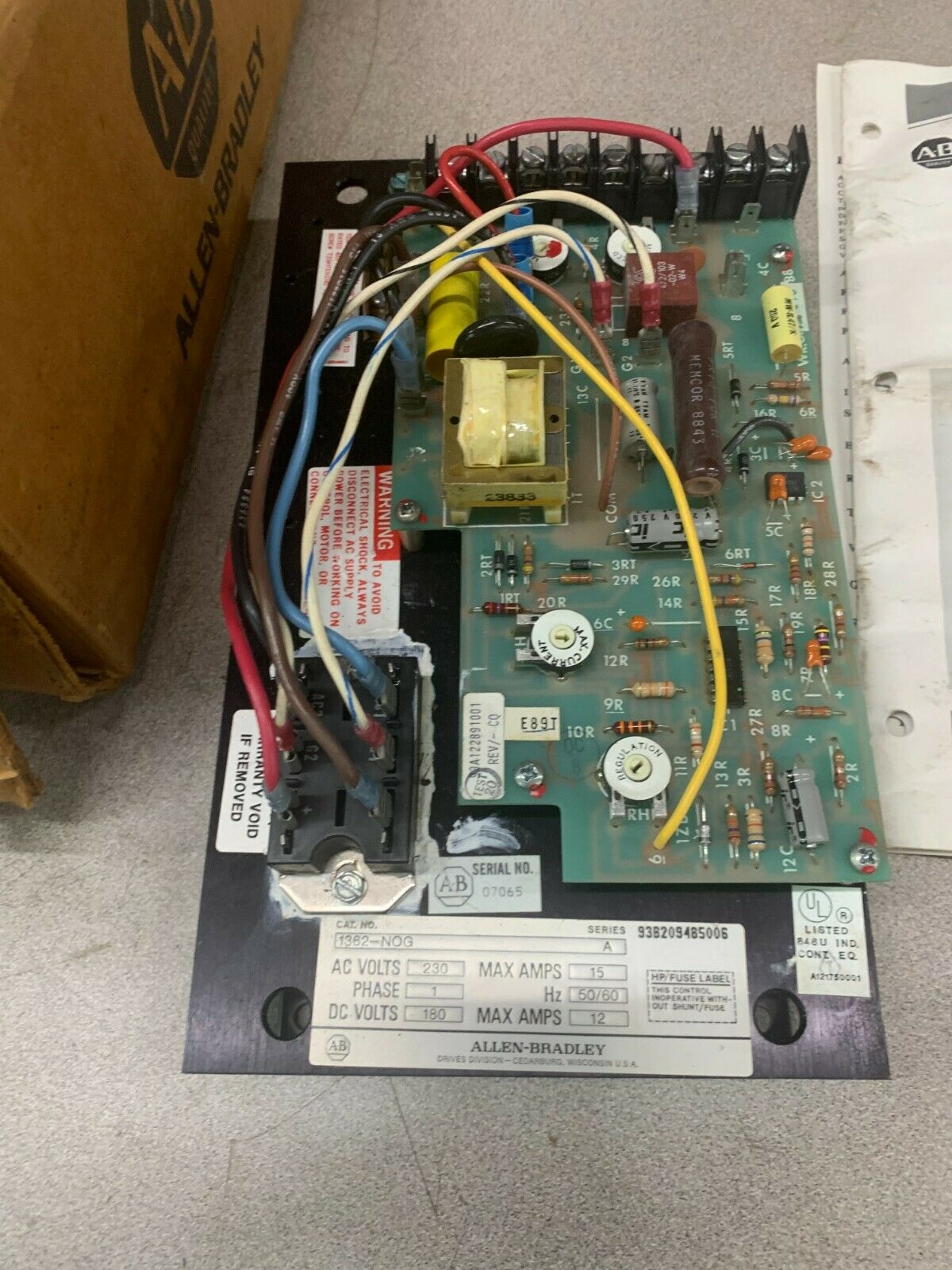 NEW IN BOX ALLEN-BRADLEY OPEN CHASSIS CONTROLLER DC DRIVE 1362-NOG SERIES A