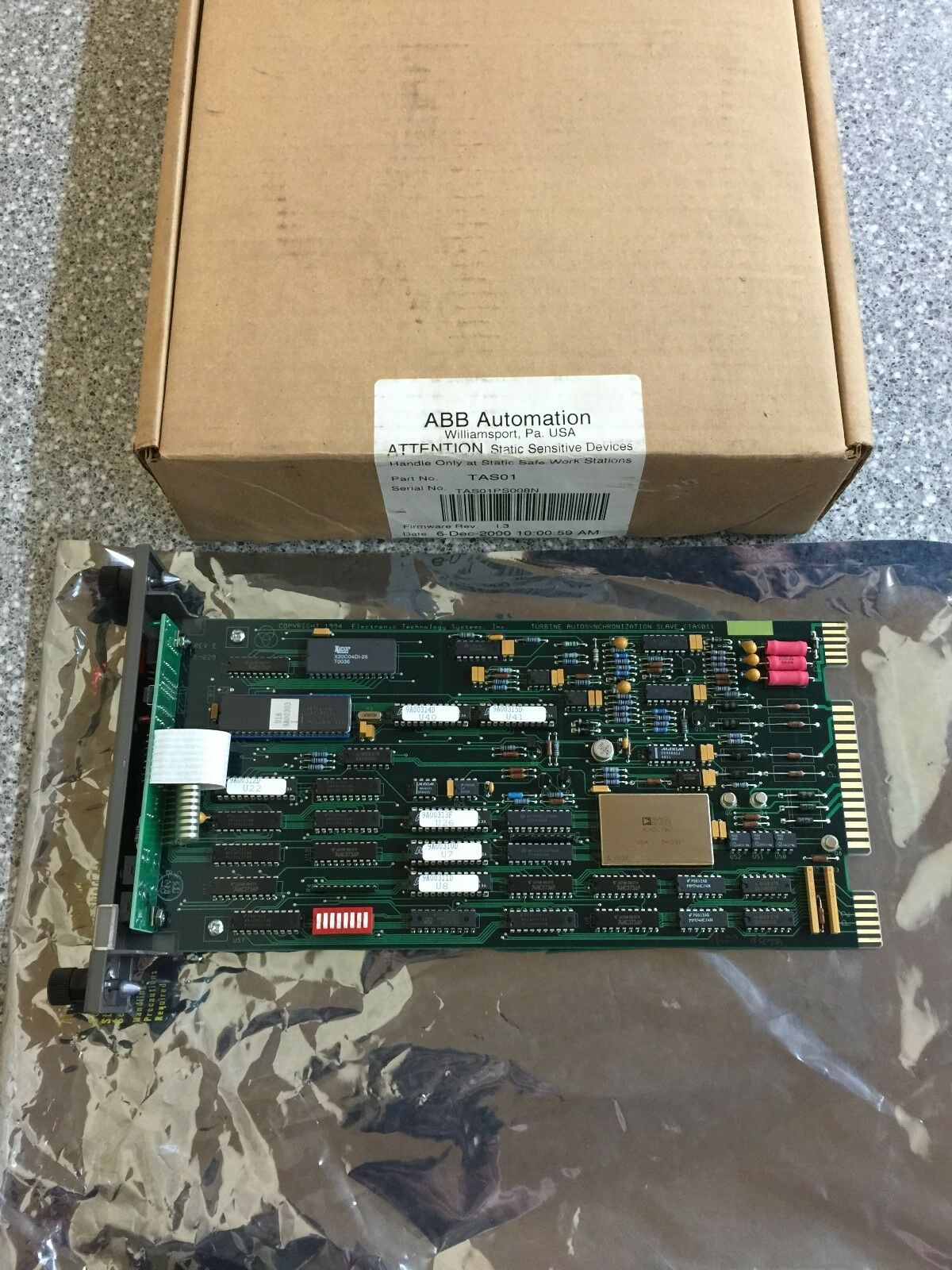 NEW IN BOX ABB ETSI TURBINE AUTOSYNCHRONIZATION SLAVE MODULE TAS01 BAILEY