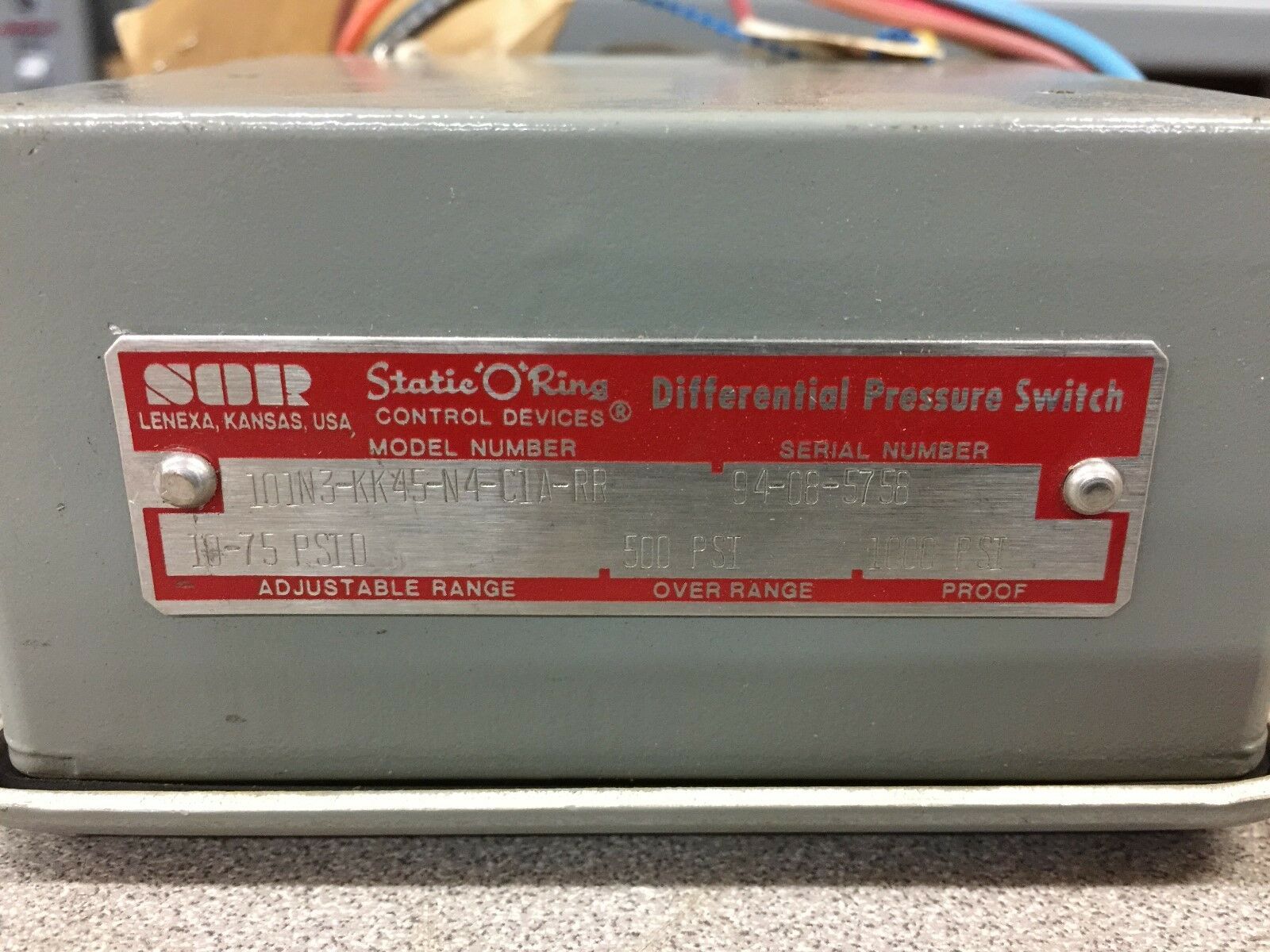 NEW NO BOX SOR 10-75PSID DIFFERENTIAL PRESSURE SWITCH 101N3-KK45-N4-C1A-RR