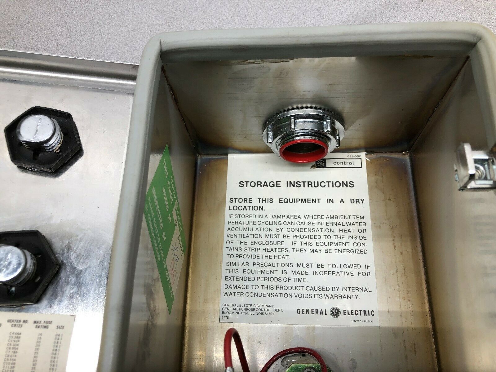 NEW IN BOX GE 480 VAC SIZE 1 MOTOR STARTER IN STAINLESS STEEL ENCLOSURE CR206 /