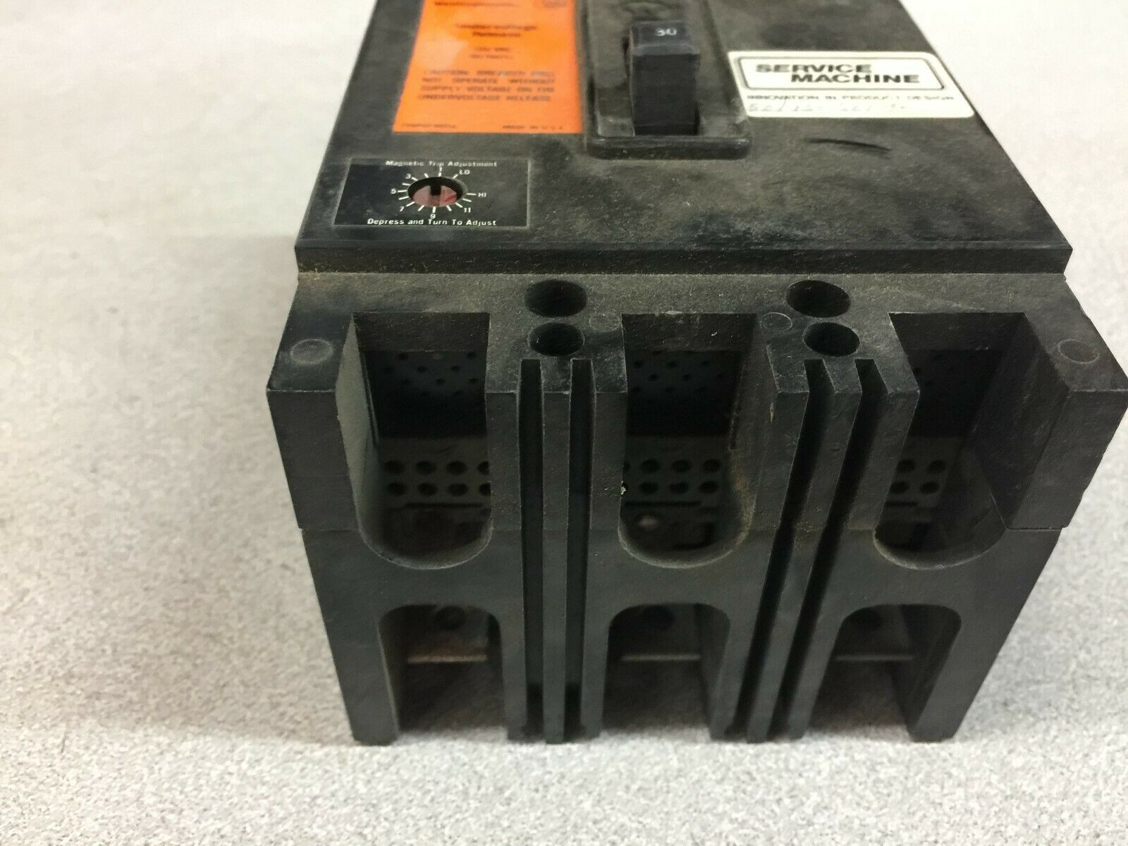 USED REMANUFACTURED WESTINGHOUSE 30 AMP 3 POLE 600 VAC 120 VAC UVR 50-150 TRIP 1