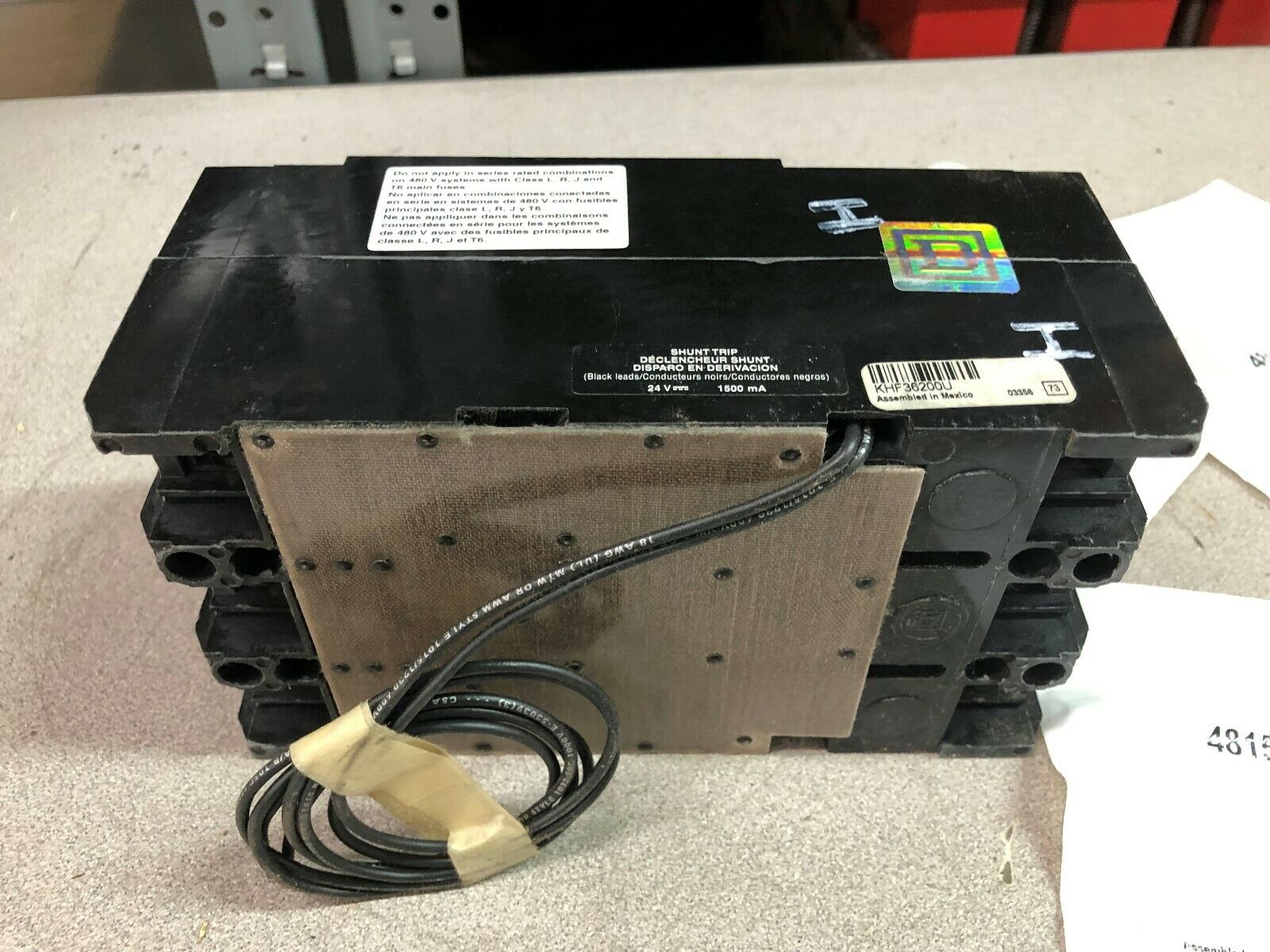 NEW IN BOX SQUARE D 200 AMP 3 POLE 600 VAC 24 VDC SHUNT TRIP CIRCUIT BREAKER KAL