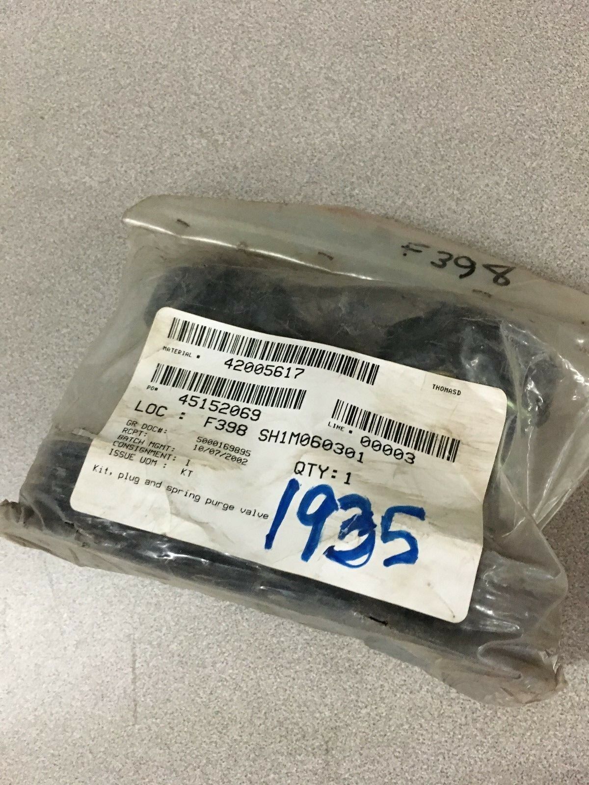 NEW VAN-AIR 1/2" VALVE PLUG AND SPRING KIT 26-1047