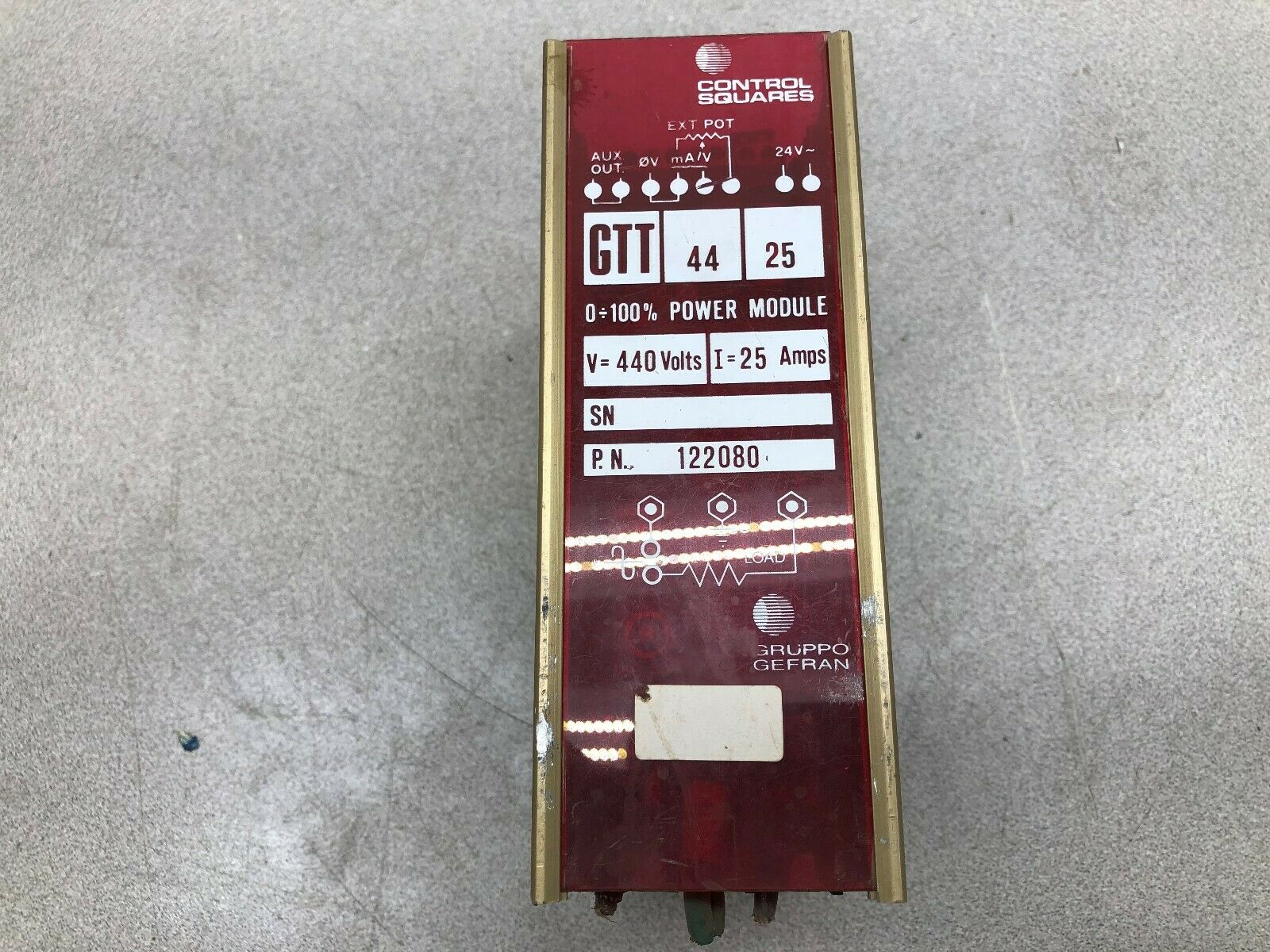 USED CONTROL SQUARES 440 VAC 25 AMP POWER MODULE GT-44-25 / 122080